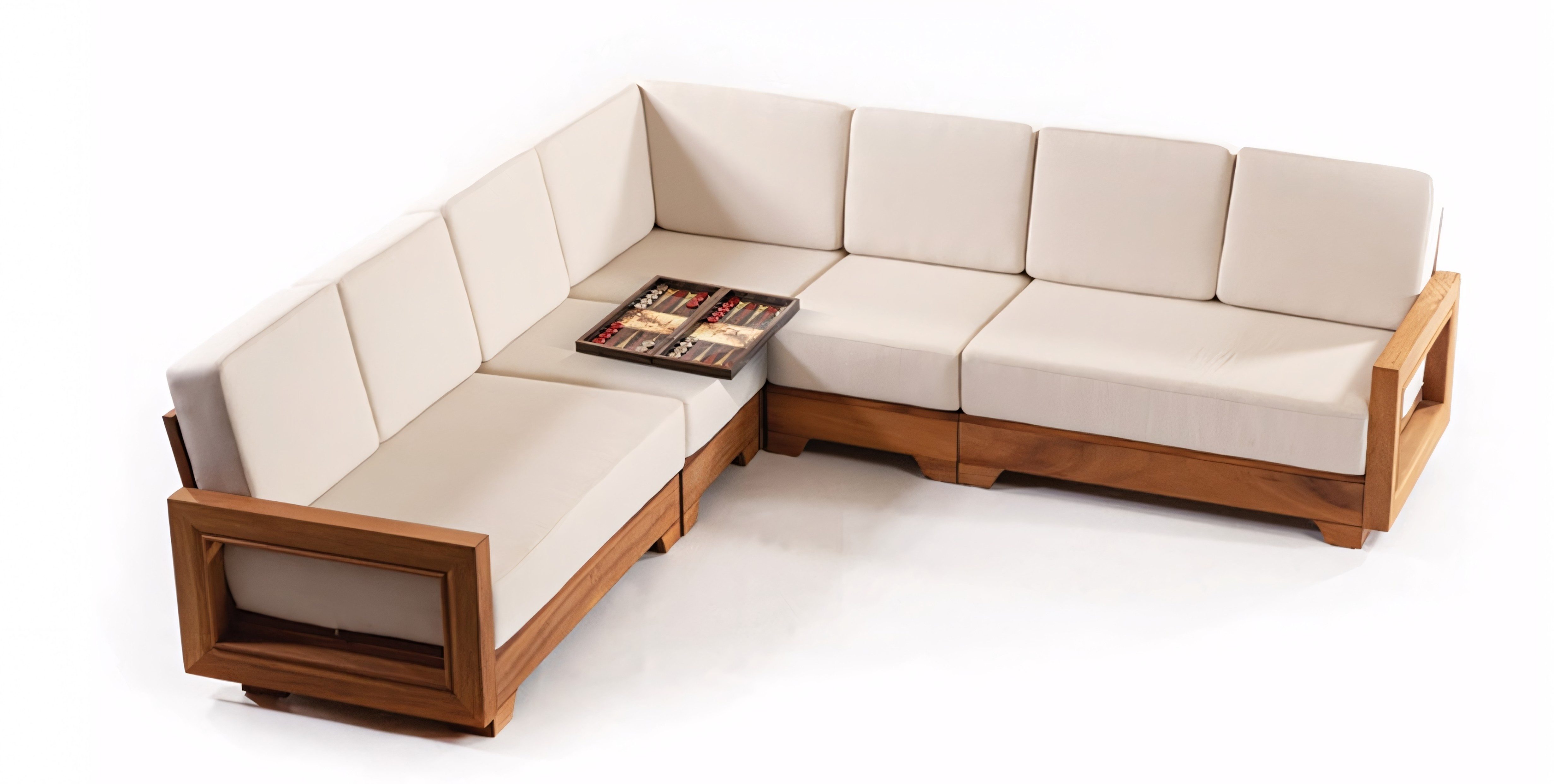 Xlmoebel Gartensofa XLMOEBEL Modulsofa in Beige mit pflegeleichtem Bezug, Ecksofa L-form 1 Teile, Made in Europa