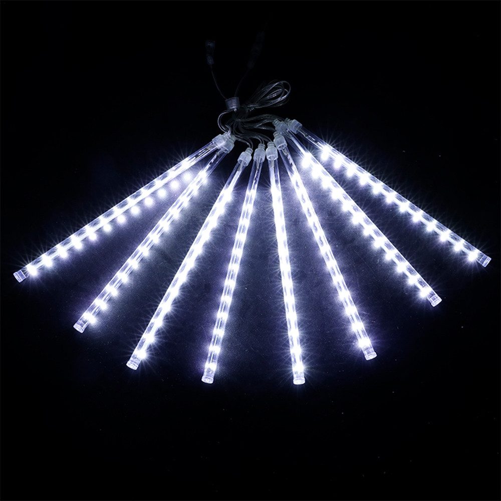 Rosnek LED-Lichterkette 30CM / 50CM LED Eiszapfen Lichterkette,Weihnachtsbeleuchtung Deko, 4 Farben, Warmweiß, Weiß, Mehrfarbig, Blau, 8 Röhren
