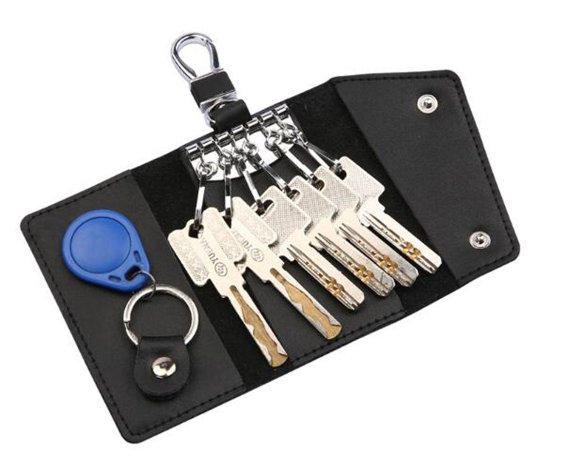 TUABUR Schlüsseltasche Handgewebte Geldbörse aus Kurze Gelb Schaffell(2er-Pack), Schlüsseltasche