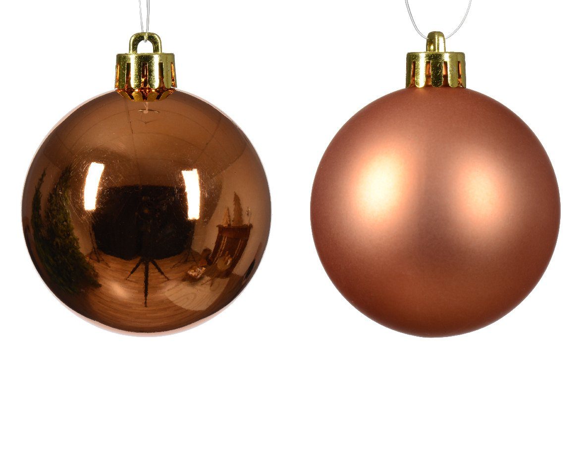 12er season Set Weihnachtsbaumkugel, Decoris - Kupferrot decorations 6cm Kunststoff Weihnachtskugeln