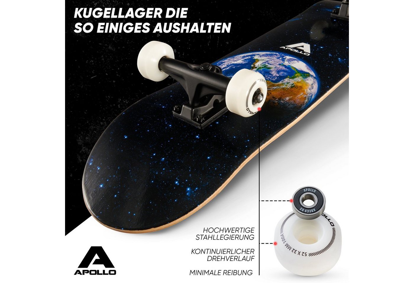 Thumbnail - Apollo Skateboard Skateboard Kinder und Erwachsene Wood Board, Kinder Skateboard ab 6 Jahre