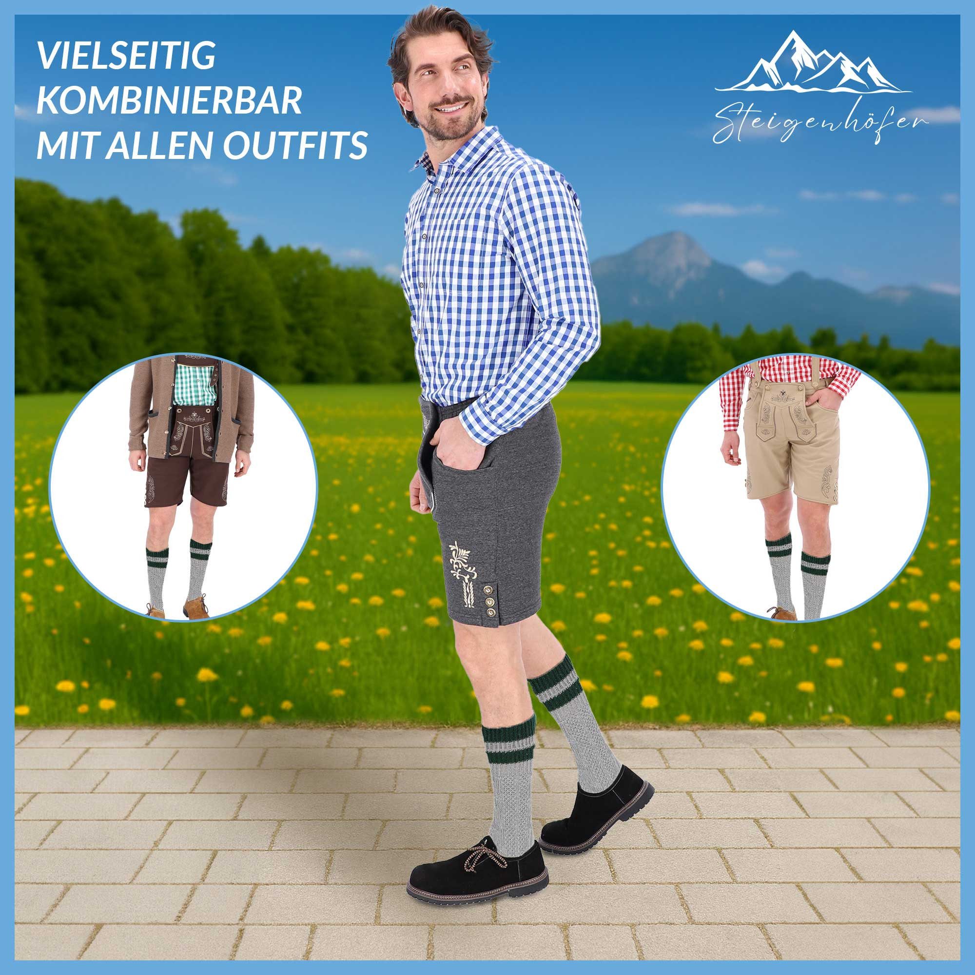 Steigenhöfer Manufaktur Trachtensocken mit Zopfmuster und Steifen - Elastische Socken für Herren und Damen Bayerische Trachtenstrümpfe aus Baumwolle für dein Ok – Bild 5 von 5