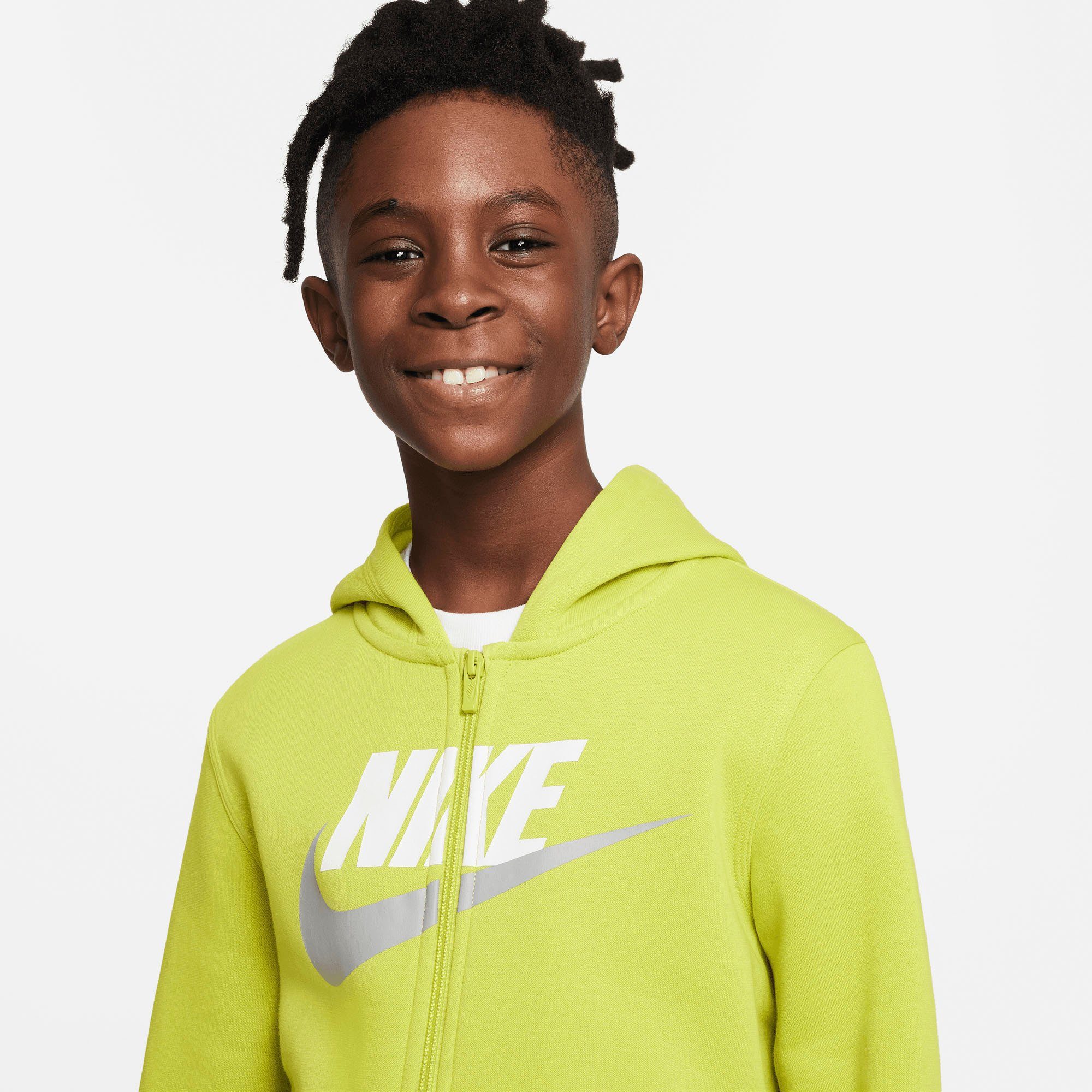 Big grün Nike Full-Zip Fleece Sportswear Club (Boys) Hoodie Kids' Kapuzensweatjacke