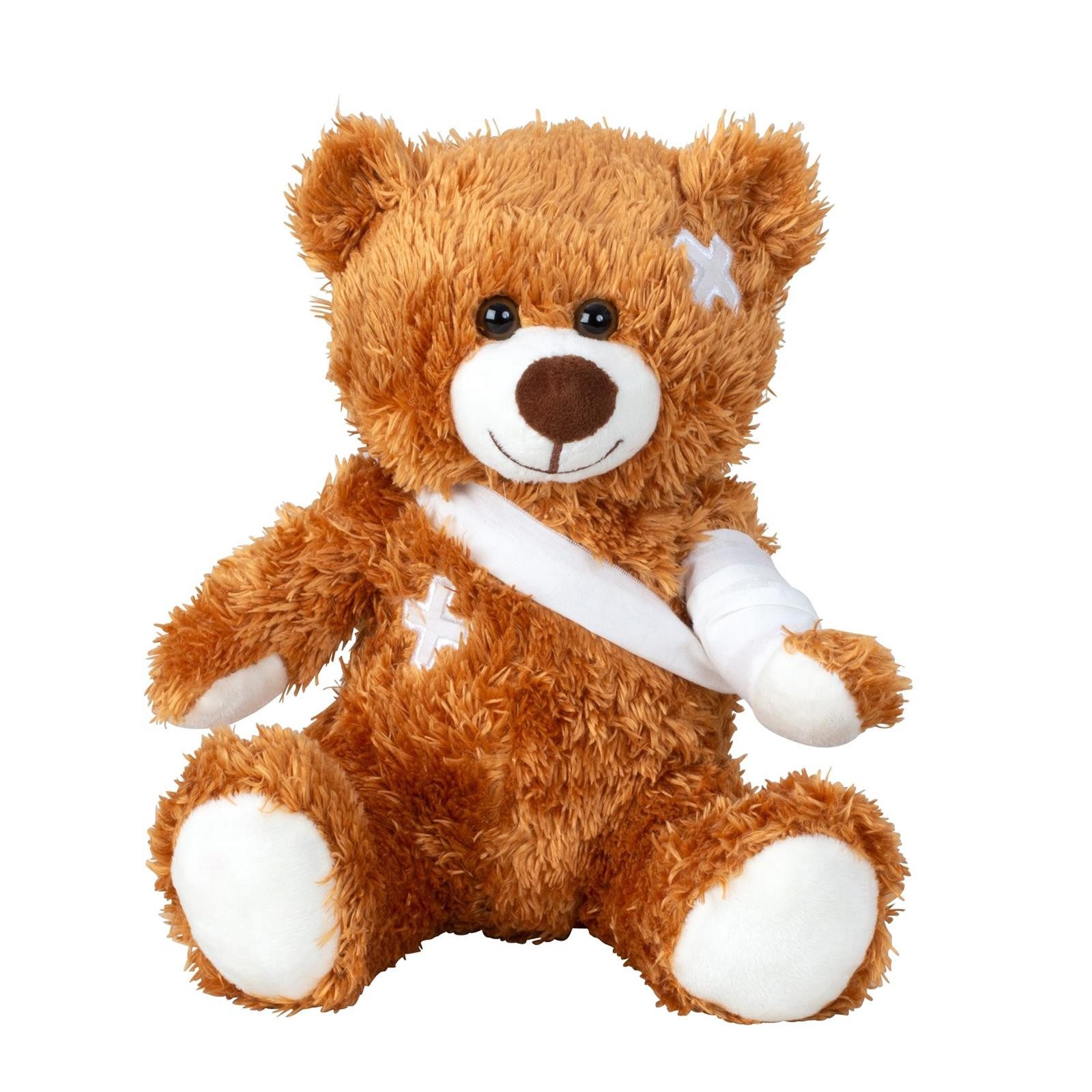 Geschenkestadl Kuscheltier Teddybär mit Verband und Pflaster 22 cm Trost Kuscheltier (1-St., Plüschtier als Trostspender), Bär mit Verband und Pflaster