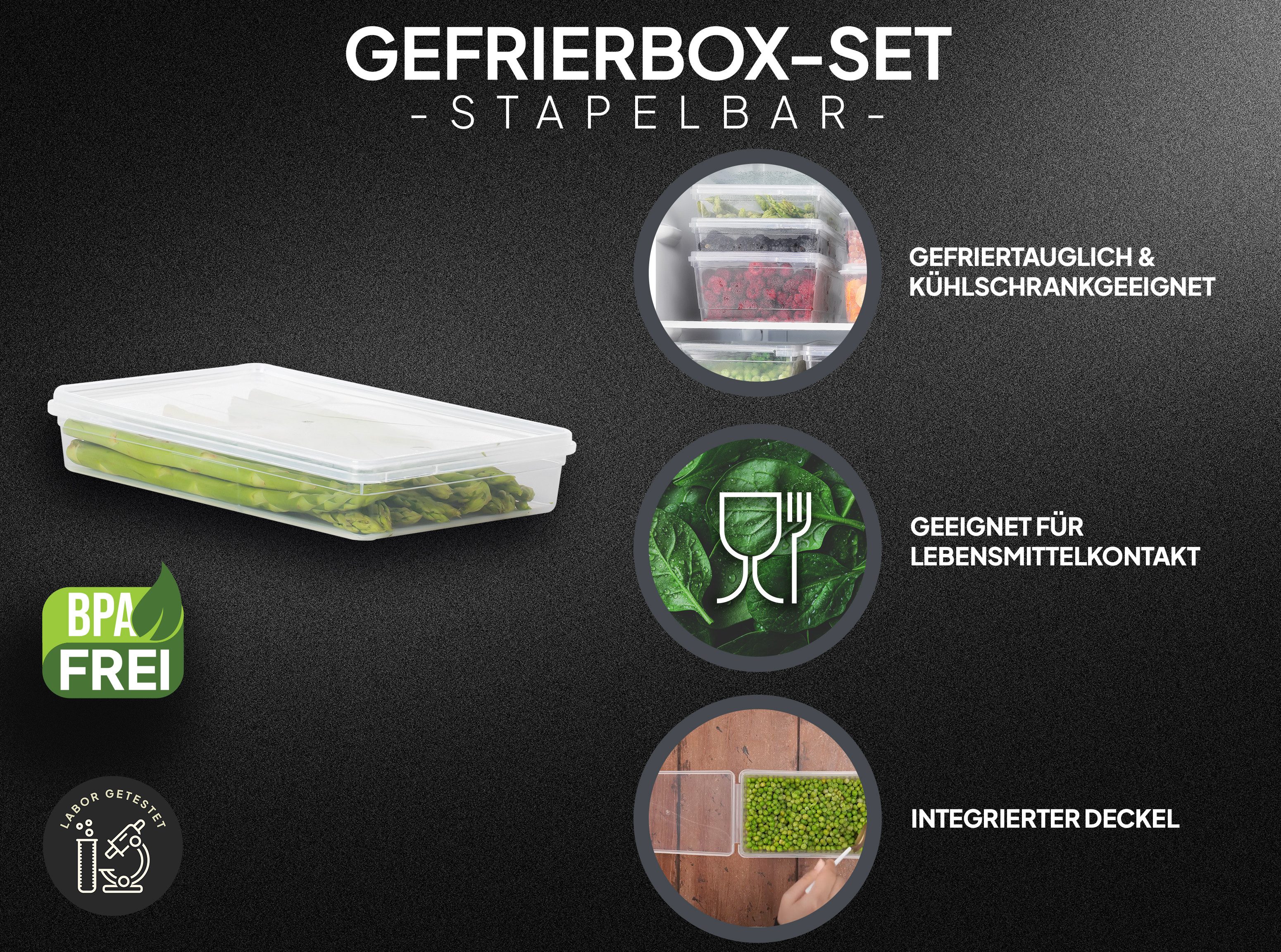 uandu home Frischhaltedose Gefrierbox Set, Frischhaltedosen mit Deckel, Tiefkühldosen Set, (Vorratsdosen mit Deckel, Deli Container, BPA-frei Kunststoff), Vorratsdosen für Gefrierschrank, Gefrierdosen, Gefrierbehälter