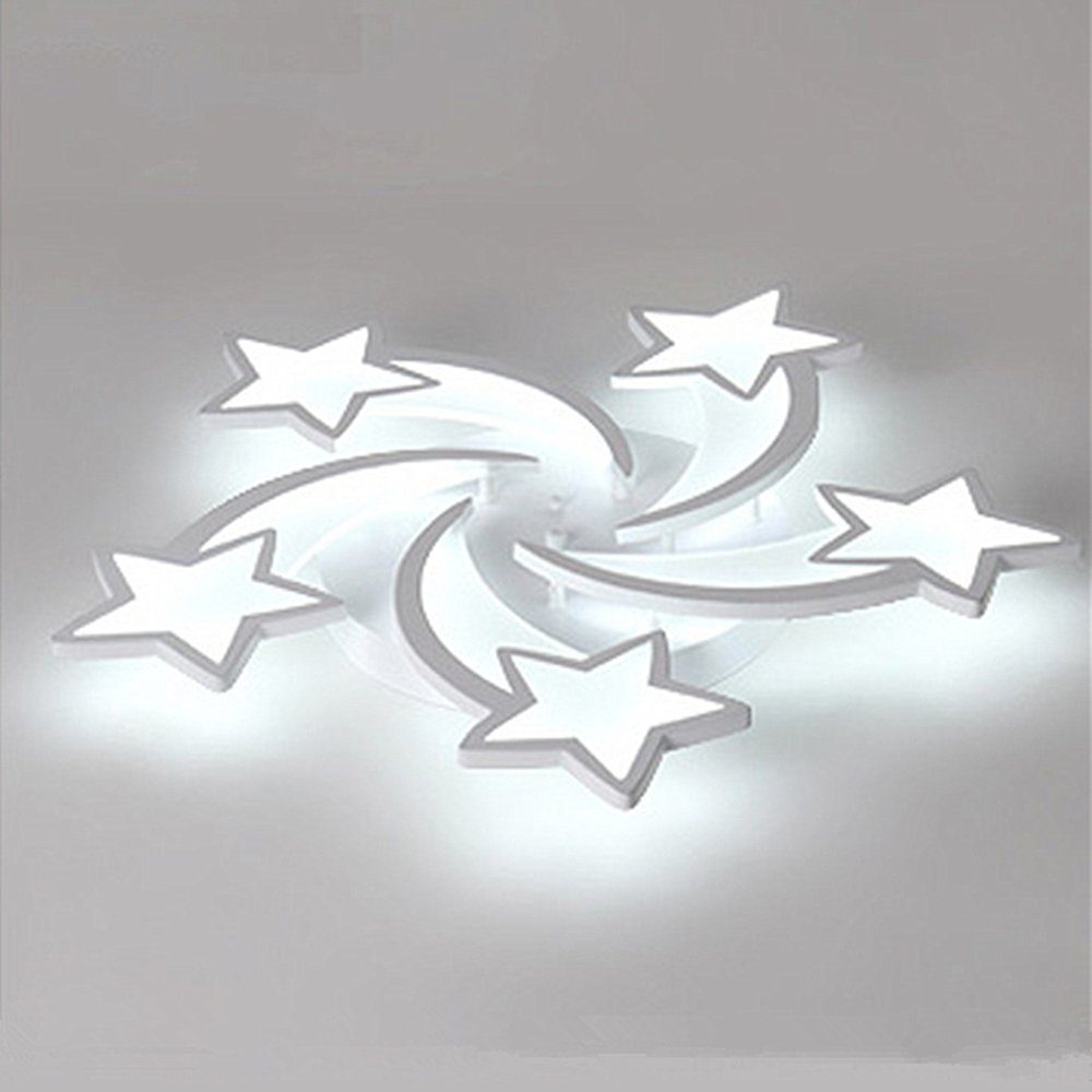 ECSEE Deckenleuchte, 5 Sterne, LED fest integriert, Kaltweiß, Acryl LED  Deckenlampe 5 Sterne für Wohnzimmer Flur Schlafzimmer Kinderzimmer Dekor, φ  70cm