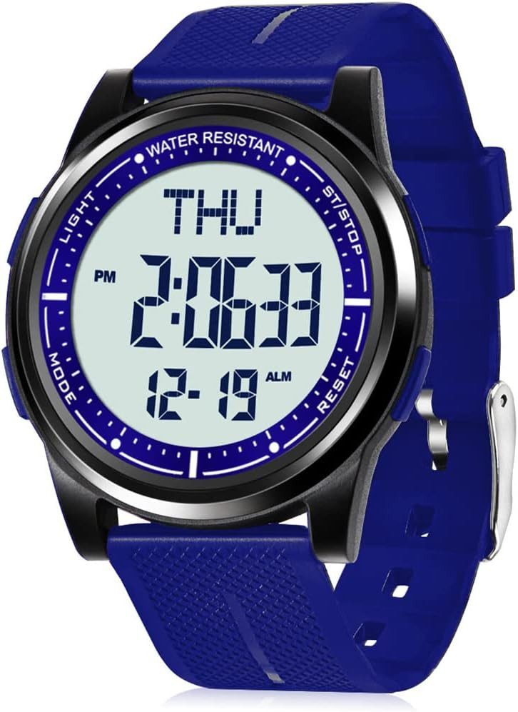 WIFORT Fur Herren Damen Digital 5 ATM Wasserdicht Sport Watch, mit Wecker Stopp Countdown Duale Zeitzone Ultradünn Weitwinkel Anzeige