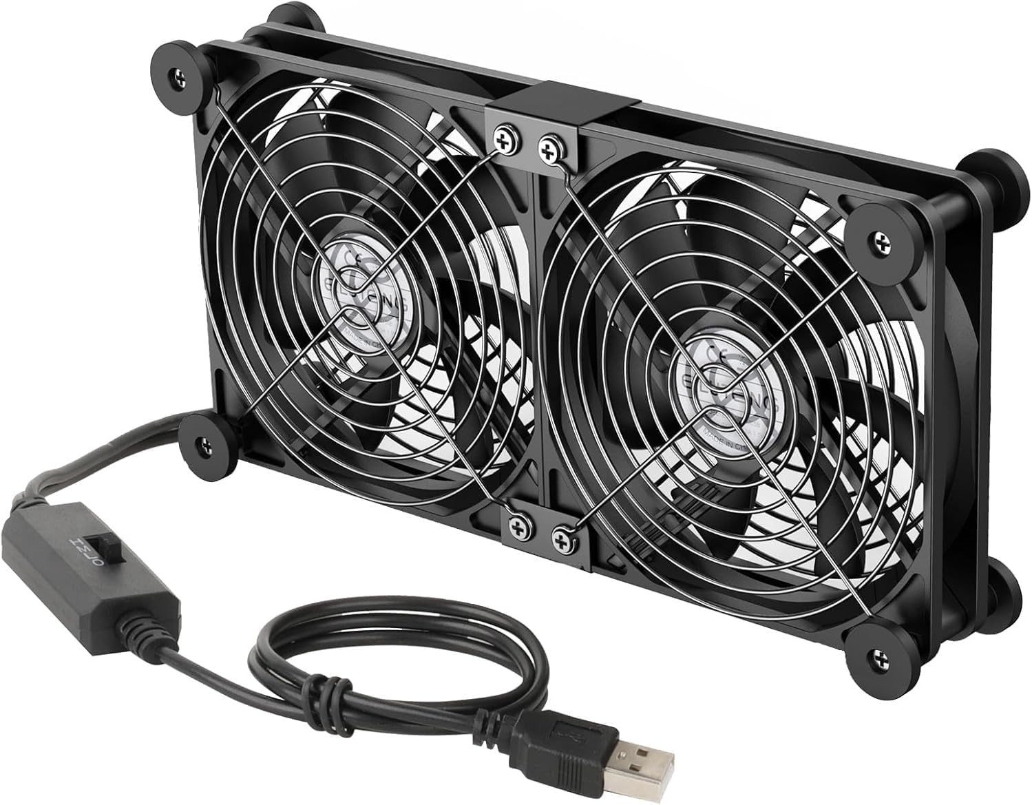 Akku-Ventilator USB Lüfter 140mm 5V 2in1 3 Stufen für PC Router TV Box