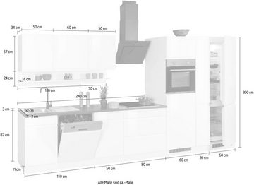 KOCHSTATION Küche KS-Virginia, Breite 390 cm, mit Glaskeramik-oder Induktionskochfeld
