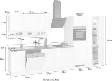 Kochstation Küche KS-Virginia, Breite 390 cm, mit Glaskeramik-oder Induktionskochfeld