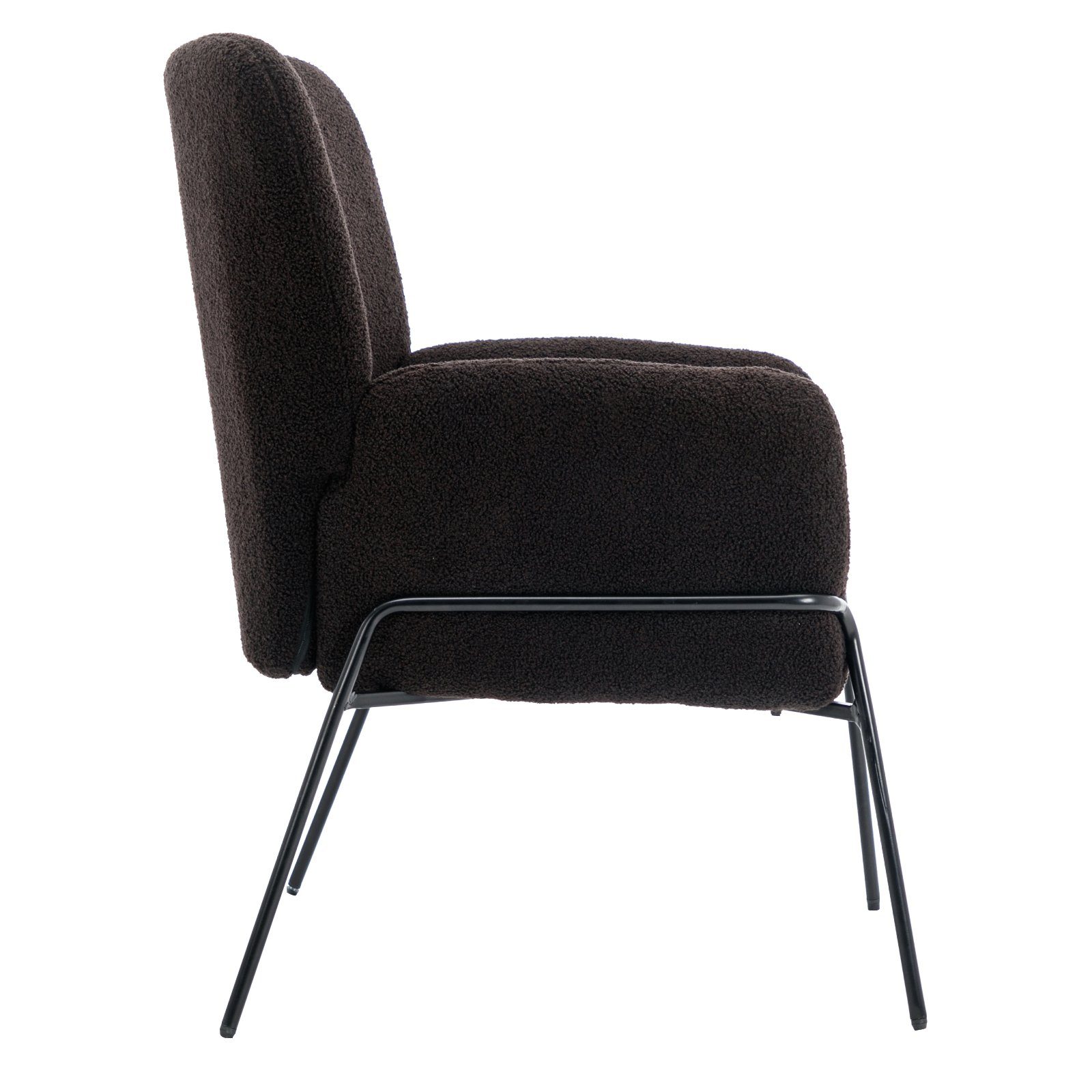 SVITA Loungesessel FREIA, Loungestuhl,Metallbeine,Teddyboucle,Schwarz