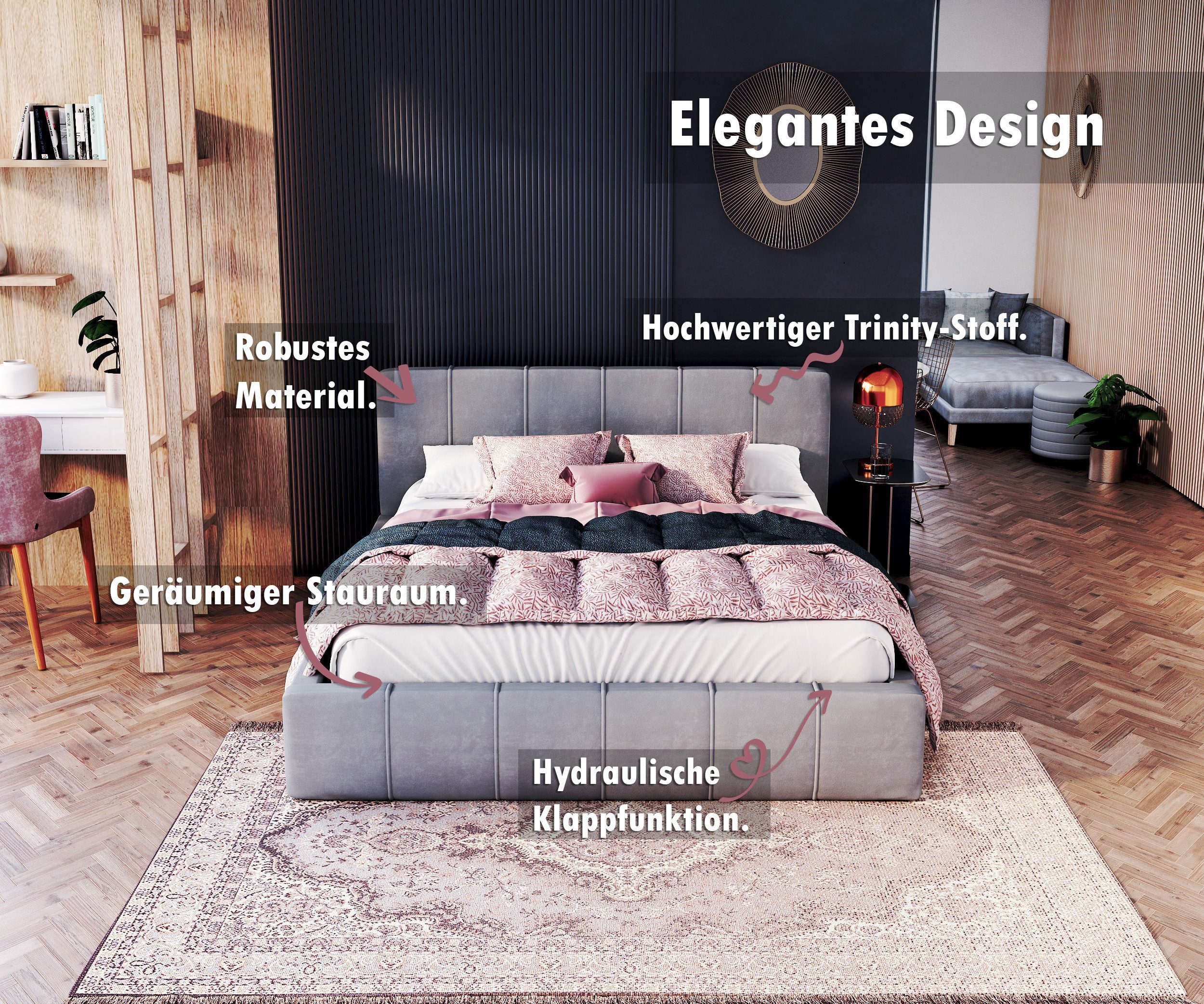 thematys Polsterbett Bett aus Velours Stauraumbett - TOPSELLER - MADE IN EU günstig online kaufen