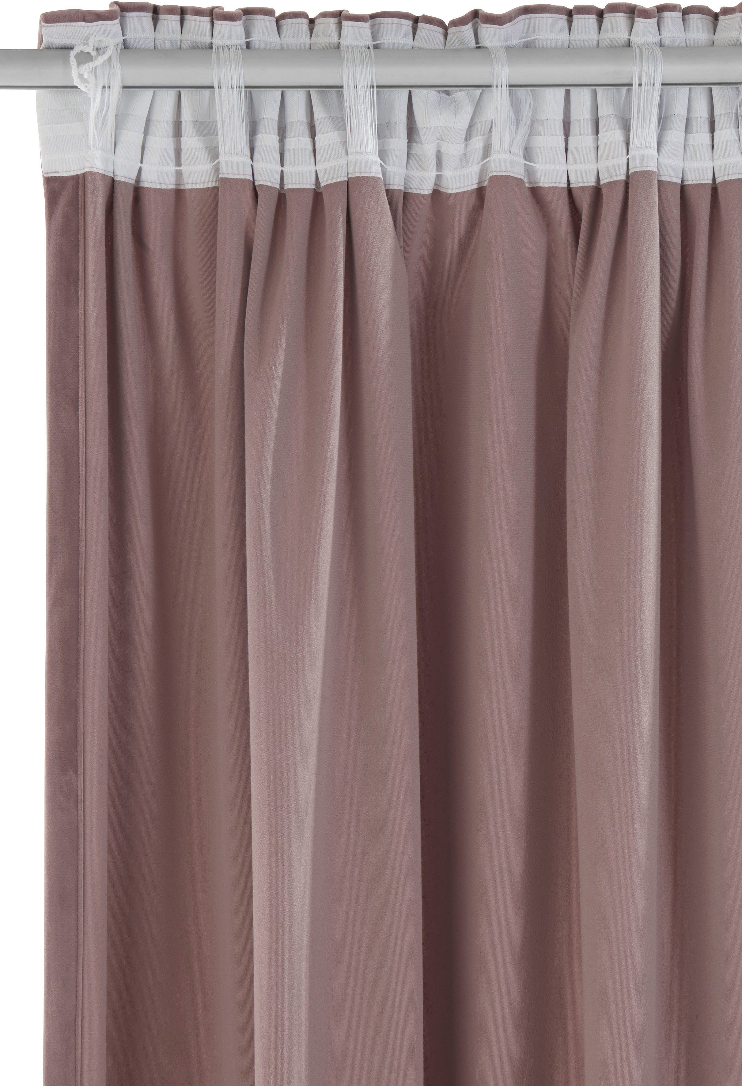 verschiedene Lena Home Ladina, Gercke, Polyester, Vorhang by blickdicht, gewebt, Samt Größen Multifunktionsband mauve blickdicht, St), (1 LeGer