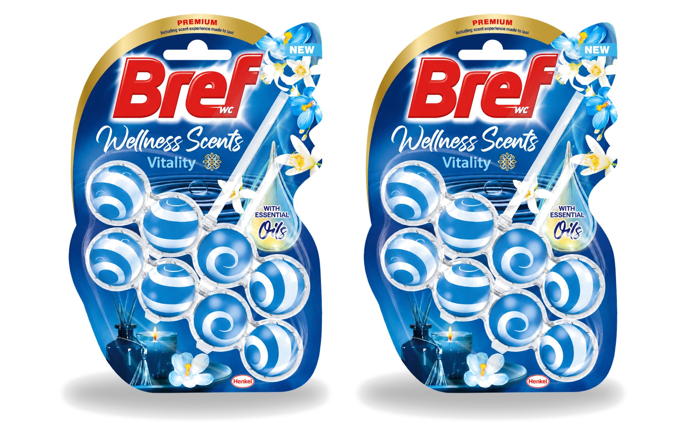 Bref Power WC-Duftspüler Wellness Scents Vitality WC-Stein 2 Stk - Vorteilspackung - 2 Stücke (2-St)