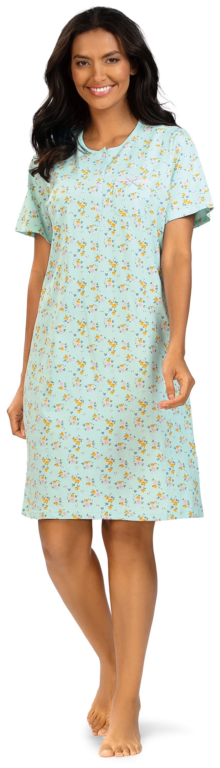 comtessa Nachthemd Dreamy breeze (Set, 1-tlg., 1-teilig) Damen Sleepshirt ca.100cm Schlafshirt geknöpft Baumwolle große Größen