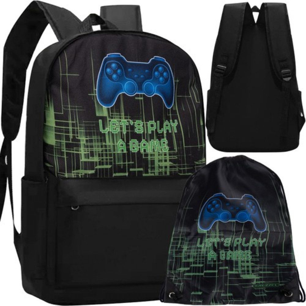 KRUZZEL Kinderrucksack Schulrucksack Freizeitschulruck (Set, 1-tlg., 22 Liter), Rucksack Lets Play Game