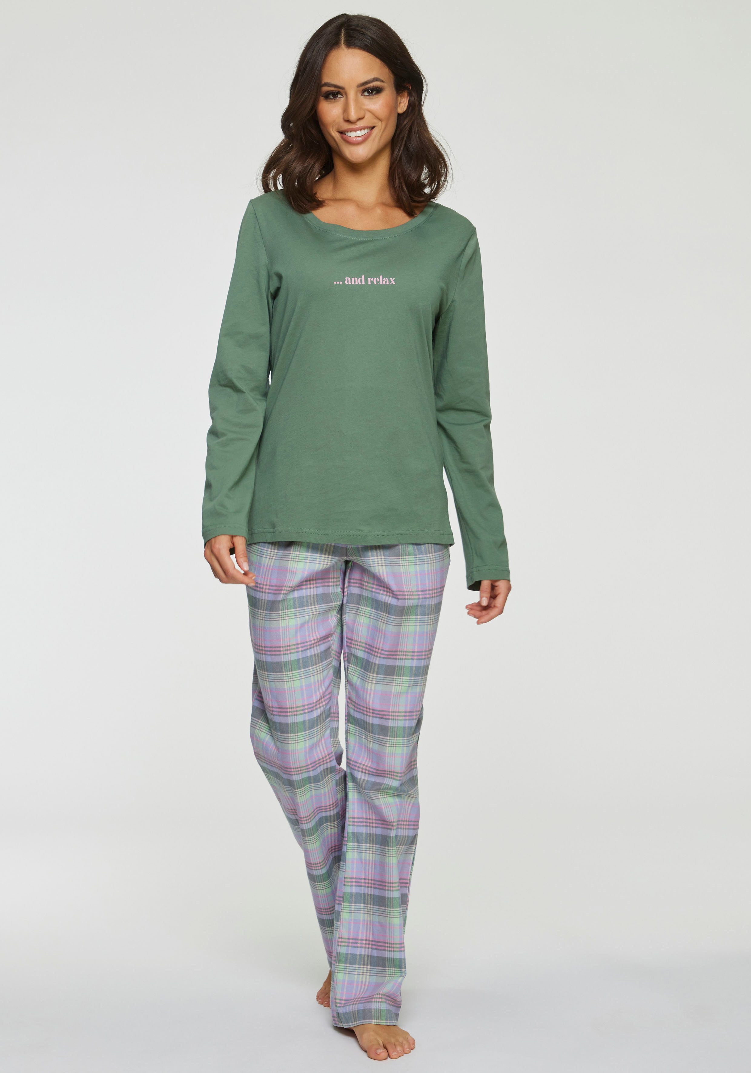Vivance Dreams Pyjama (2 tlg) aus kuschelig weichem Flanell günstig online kaufen