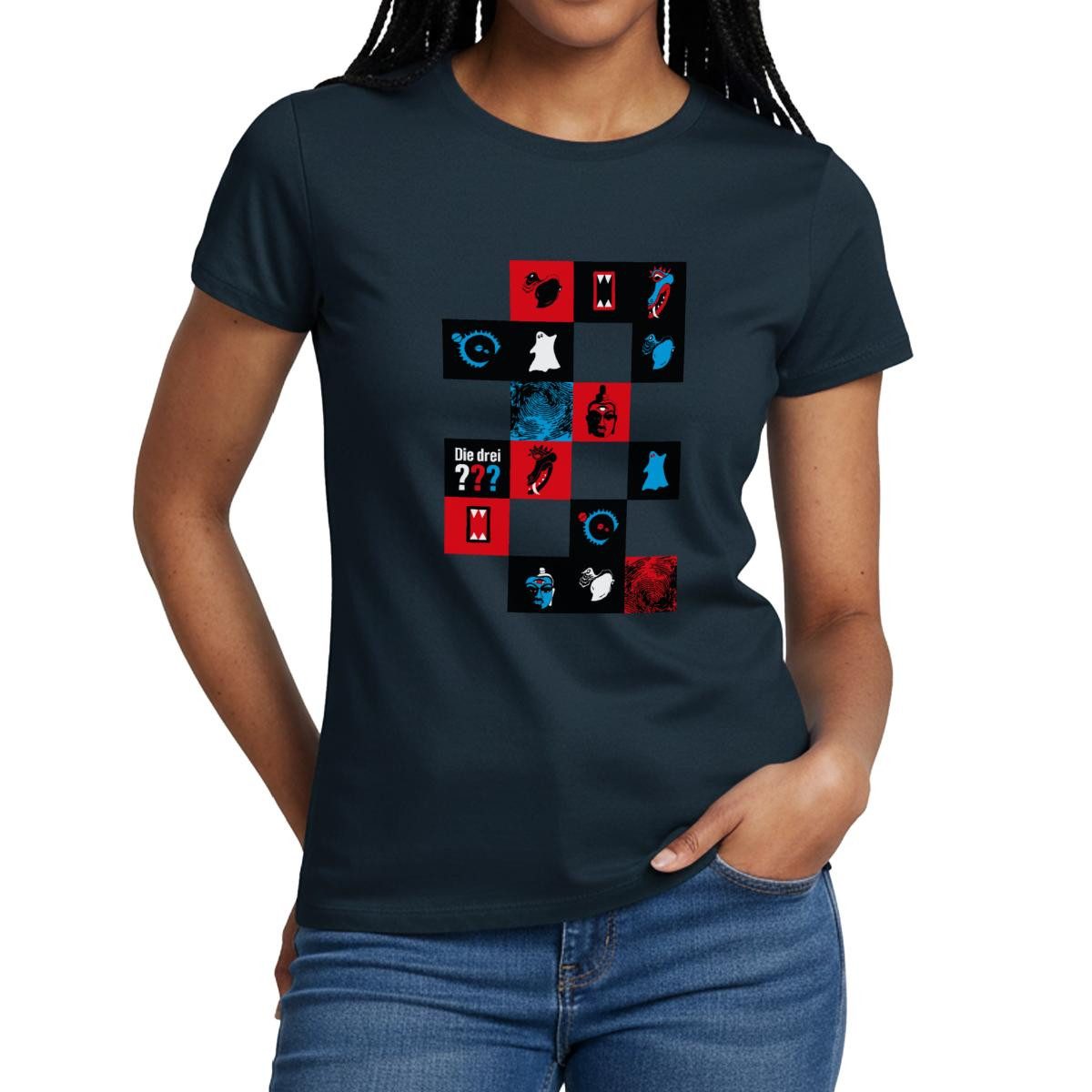 T-Shirt Die Drei Fragezeichen Kacheldesign Frauen T-Shirt