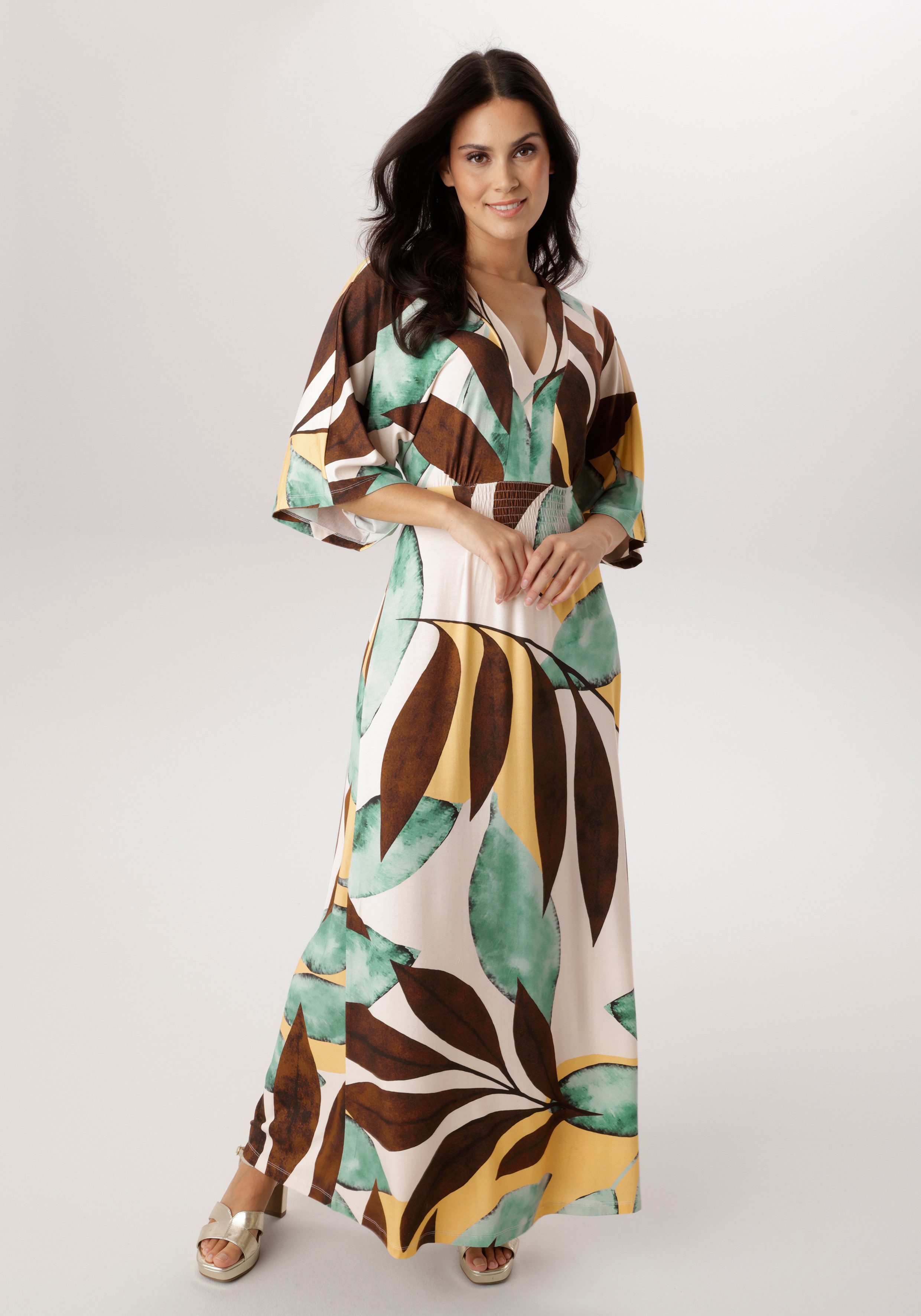 Aniston SELECTED Maxikleid mit weiten, 3/4-langen Ärmeln - NEUE KOLLEKTION