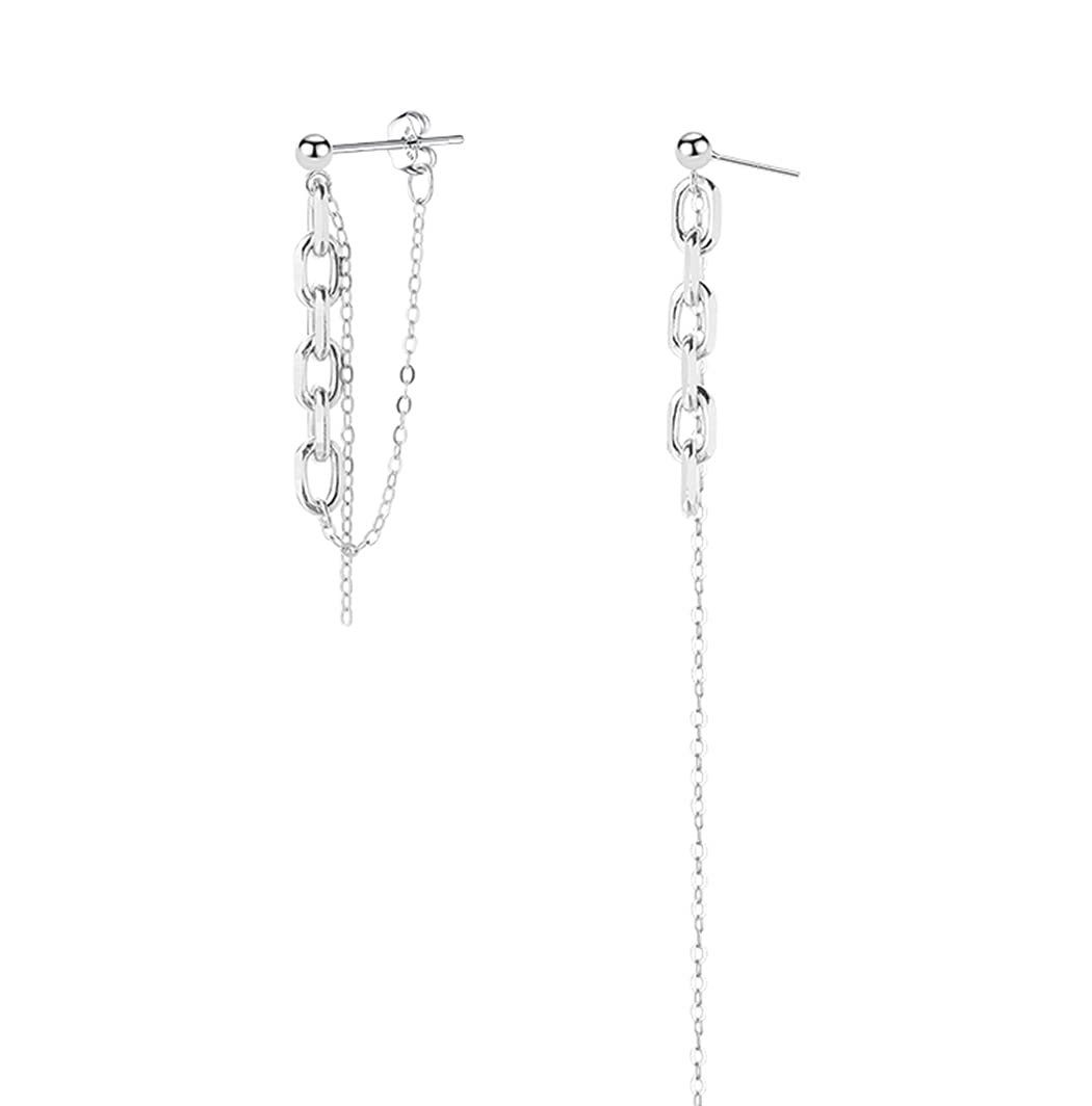 POCHUMIDUU Paar Ohrhänger 925 Sterling Silber Chain Drop Ohrringe für Frauen (2-tlg), Mädchen Asymmetrische Quastenohrringe lange Ohrringe