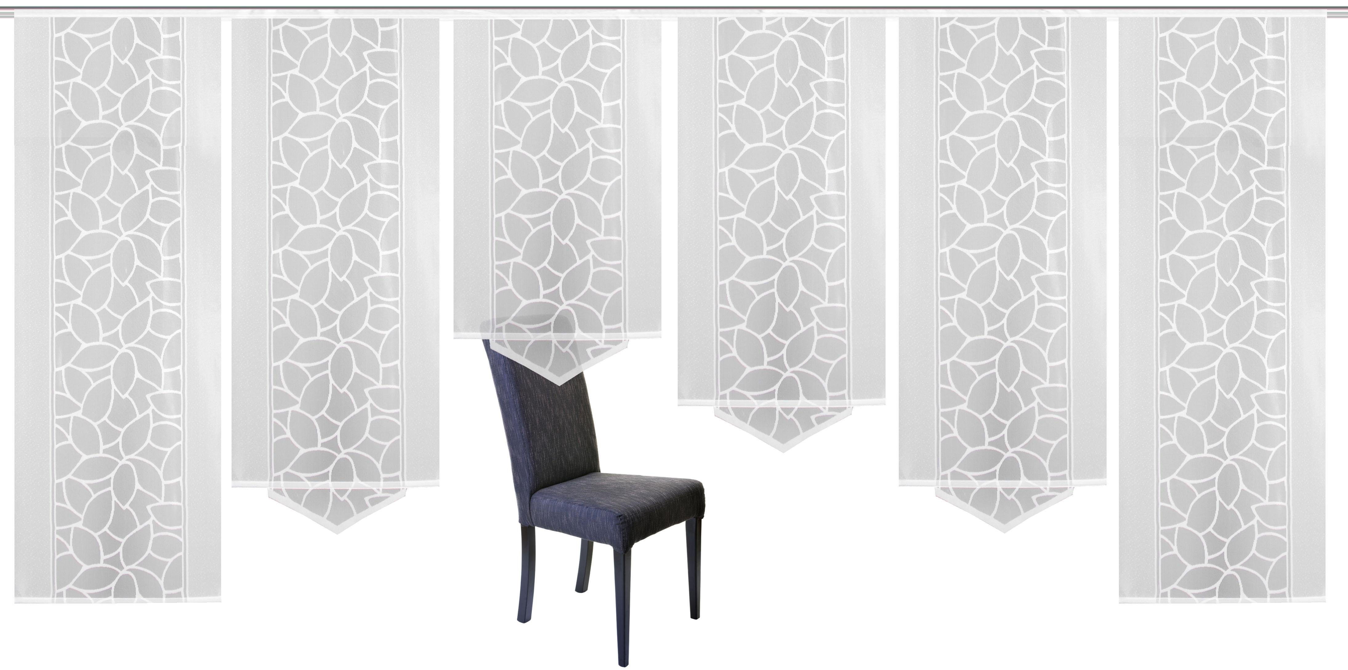HOME WOHNIDEEN Schiebegardine JENNA (6 St), Klettband, halbtransparent, Schiebevorhang Jacquard Set