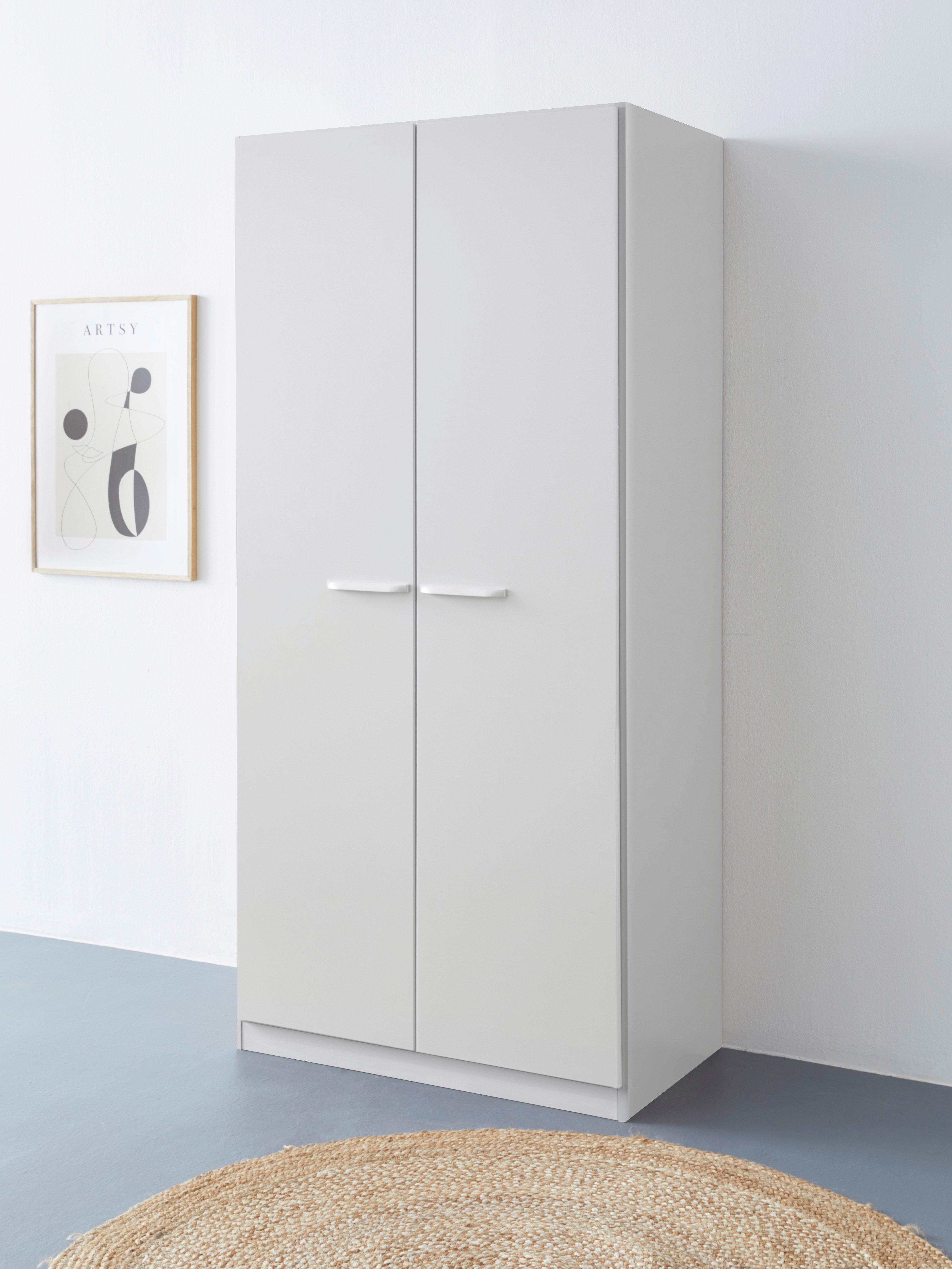 rauch Drehtürenschrank Kleiderschrank Schrank Garderobe Wäscheschrank VANDOR in drei Breiten, Höhe 197 cm, Griffe in Graumetallic MADE IN GERMANY