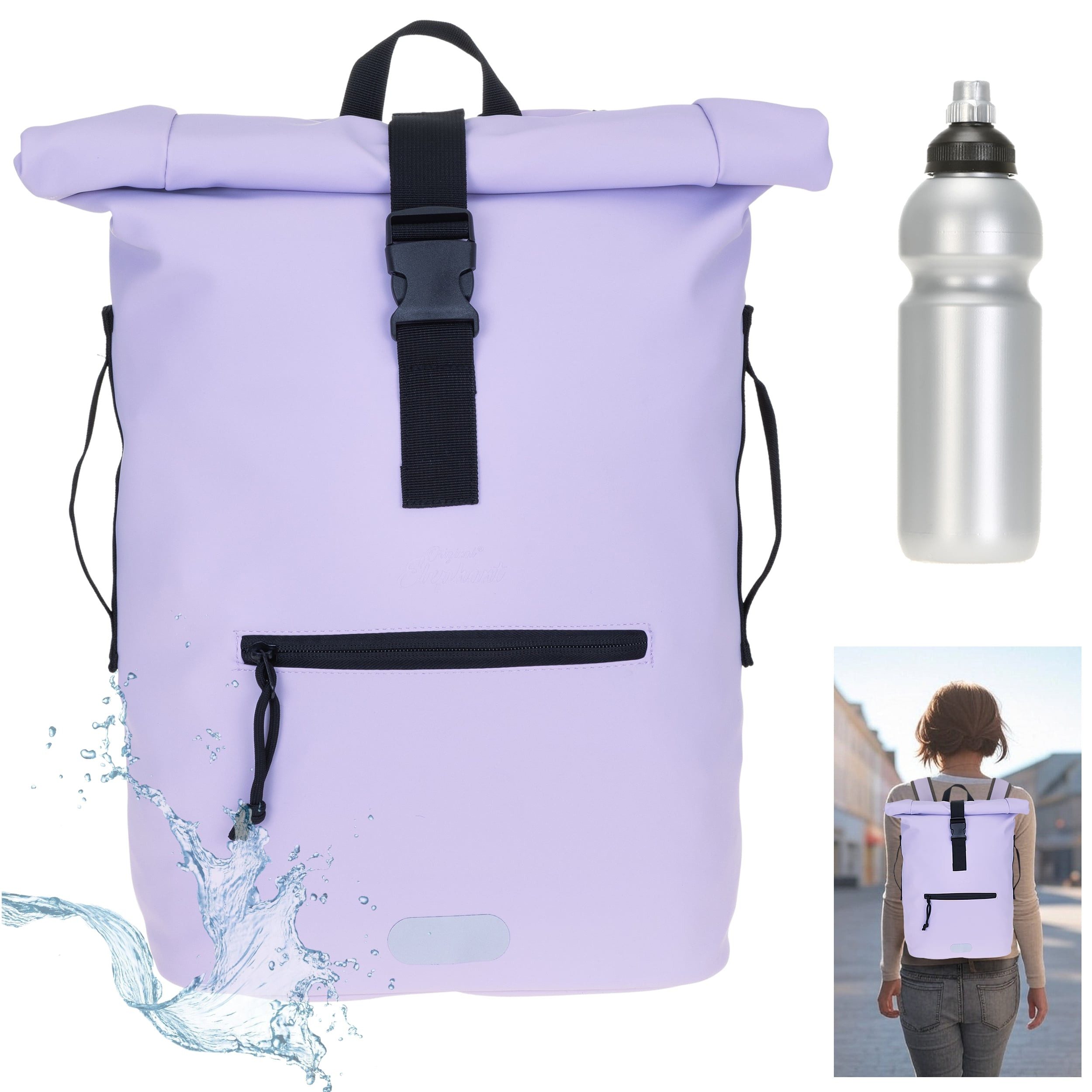 ELEPHANT Freizeitrucksack Time Bag aus Plane, Rucksack Laptoprucksack Daypack wasserabweisend + Trinkflasche