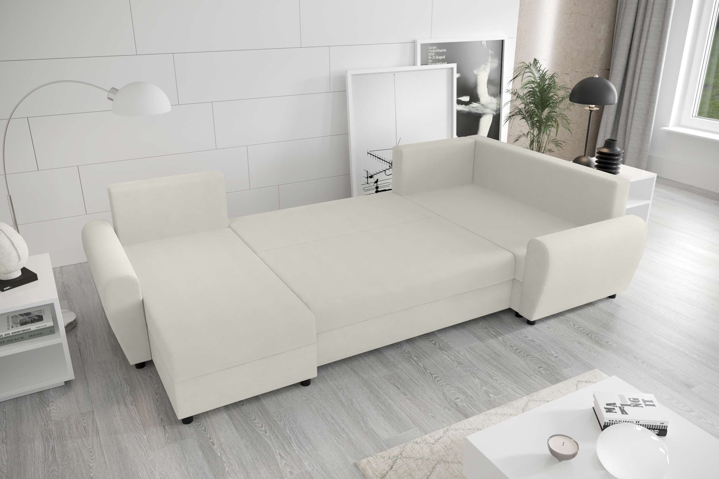 Stylefy Wohnlandschaft mit mit Bettkasten, U-Form, Sitzkomfort, Design Modern Eckcouch, Bettfunktion, Haven, Sofa
