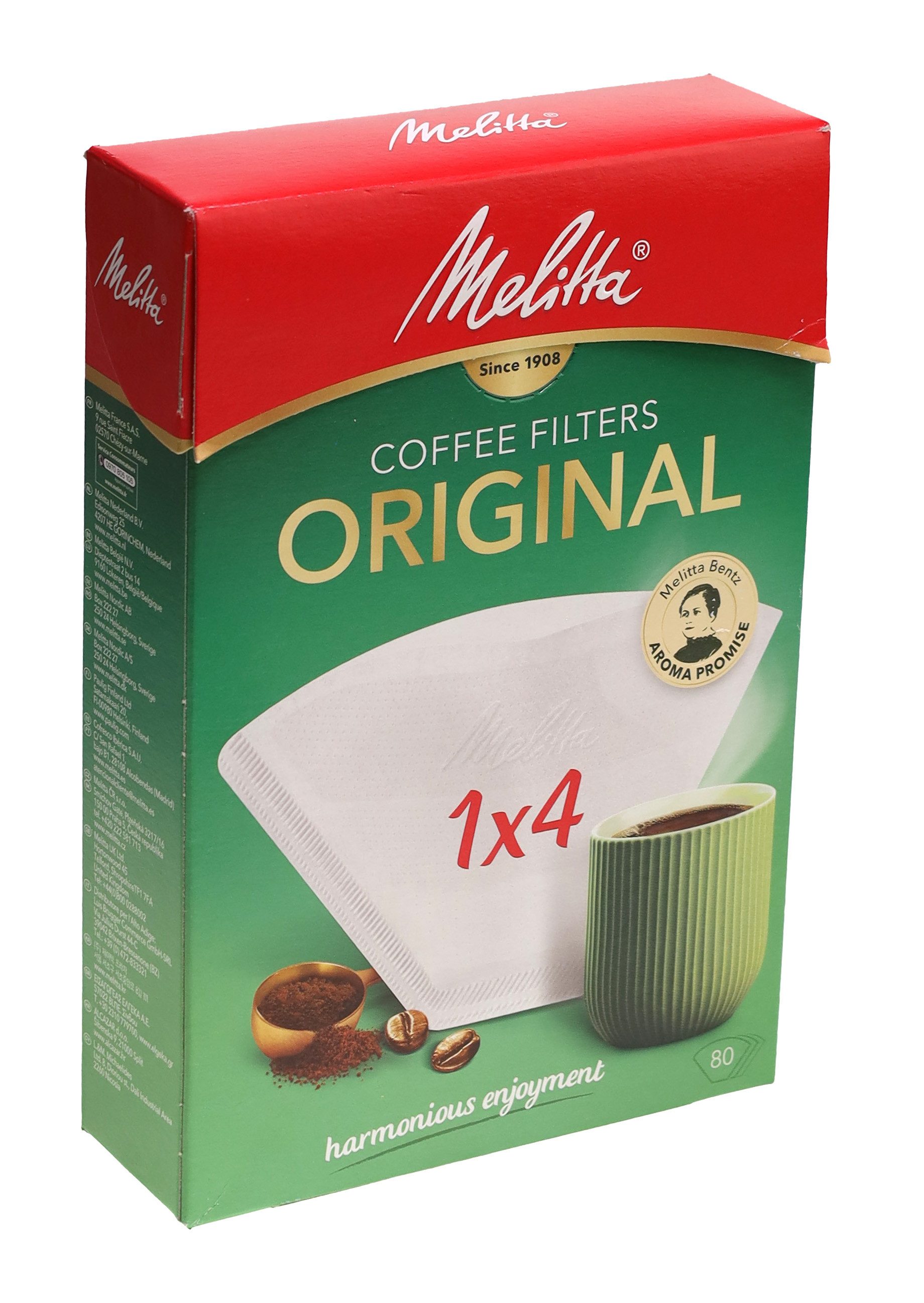 Ersatzfilter Melitta 6771380 Filtertüten Размер 1x4 für Kaffeemaschinen, 80 Stück