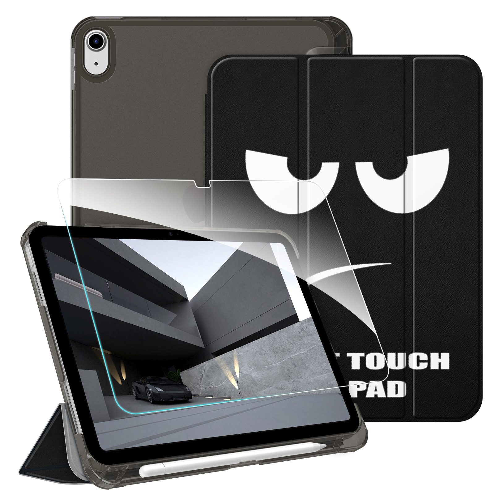 Fintie Tablet-Hülle für iPad 11 Generation 11'' 2025 (A16), iPad 10 Generation 10.9'' 2022, mit Schutzfolie-ultradünne transparente Rückseite Case mit Stifthalter