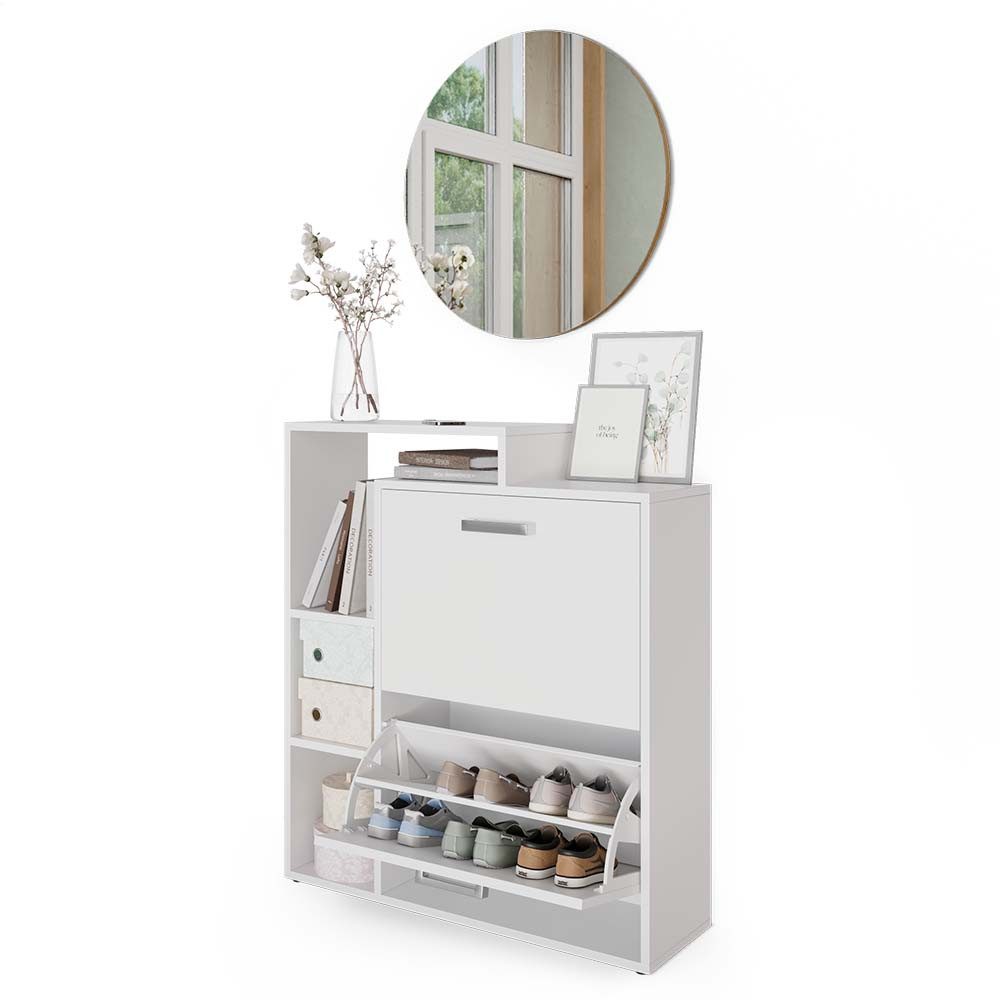 Vicco Schuhkipper Orlando, Weiß, 2 Teile, mit Spiegel (2 St)