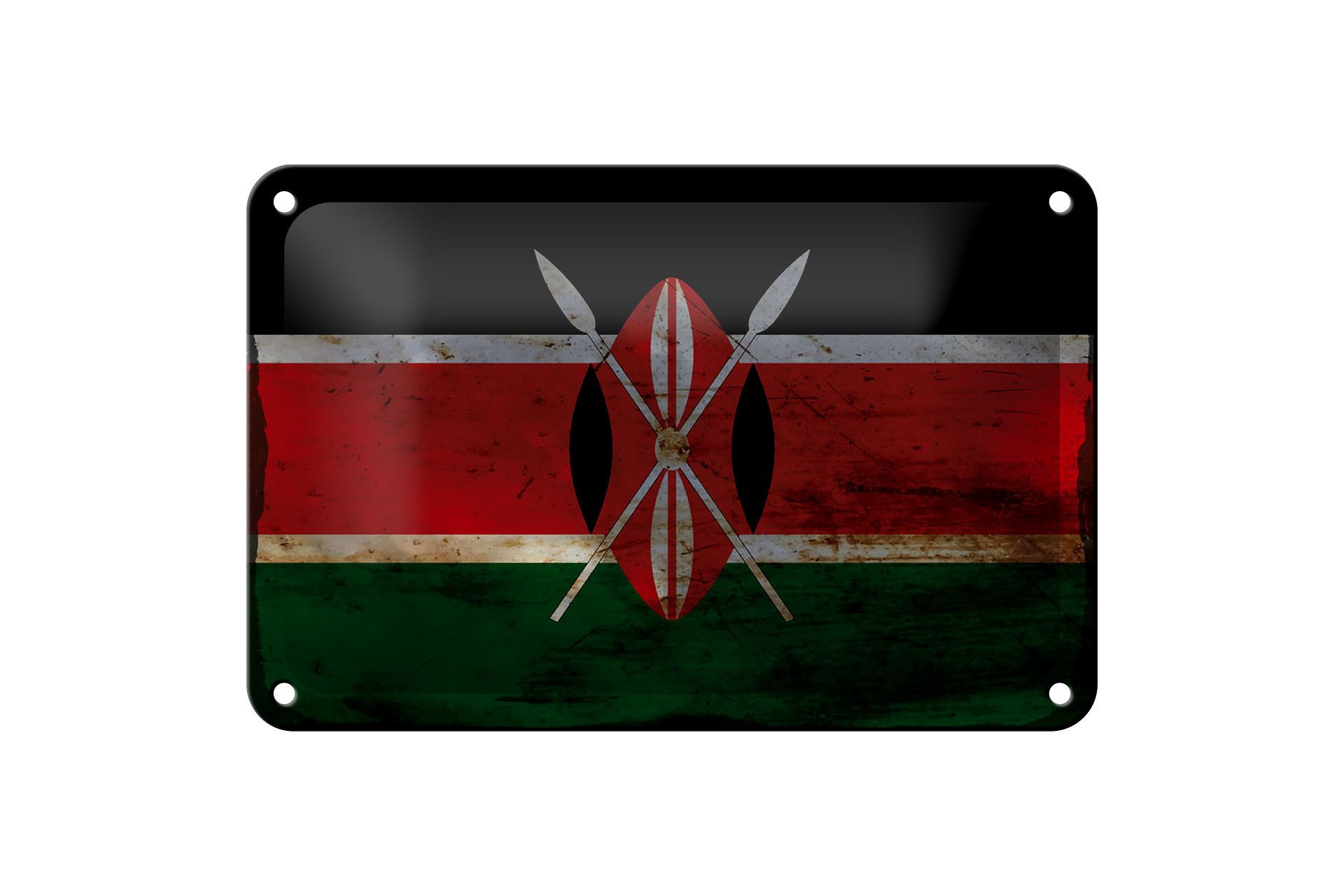 Femer GmbH Metallschild Flagge Kenia 18x12cm Flag of Kenya Rost, (1 St), gewölbte Oberfläche, abgerundete Ecken, umgeschlagene Kanten
