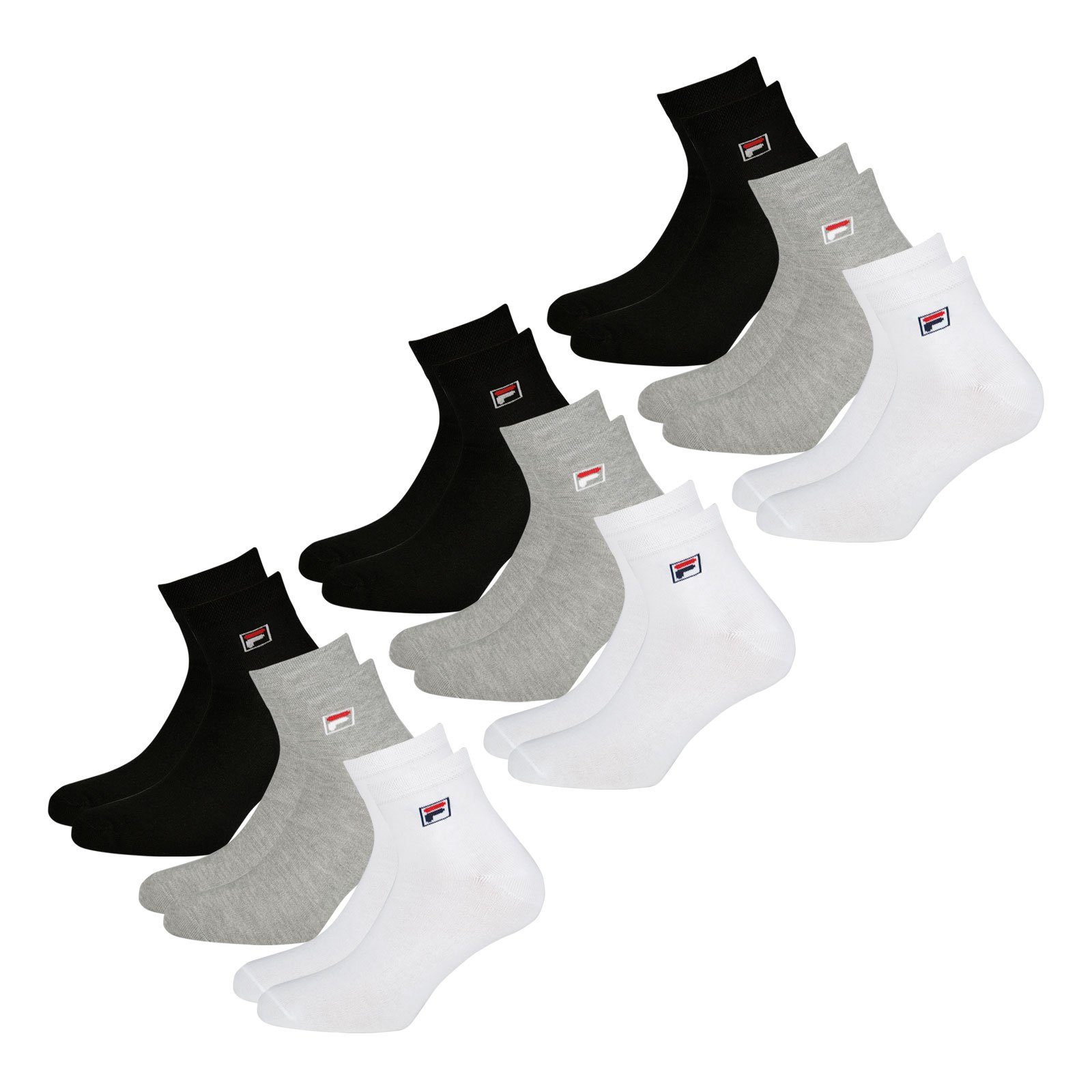 Fila Sportsocken Quarter Socken (9-Paar) / 700 mit elastischem white grey / Piquebund black