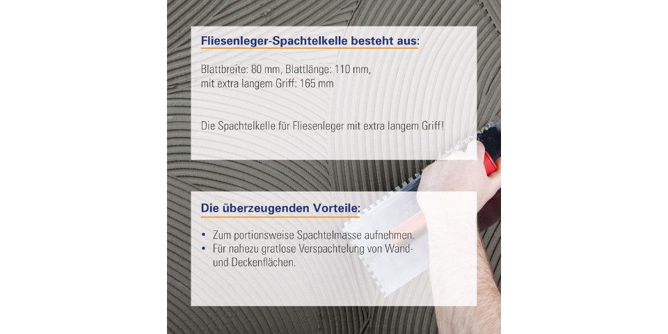 Karl Dahm Fliesenspachtel Karl Dahm Fliesenleger-Spachtelkelle - Extra langer Griff (1-St)