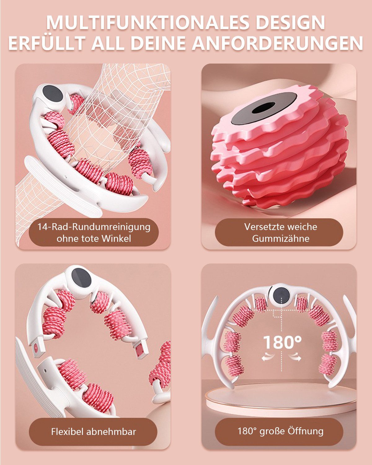FOSMET Massagegerät 2026 Manuelles Anti-Cellulite Massagegerät,3-in-1 Cellulite Entfernung, 14-Rollen Massagegerät Beinentlastung, Oberschenkel Anti-Celulitis, 180°-flexible Öffnung,Premium-TPE-Material & rutschfestes Design, ideal für Arme, Oberschenkel, Gesäß und Waden