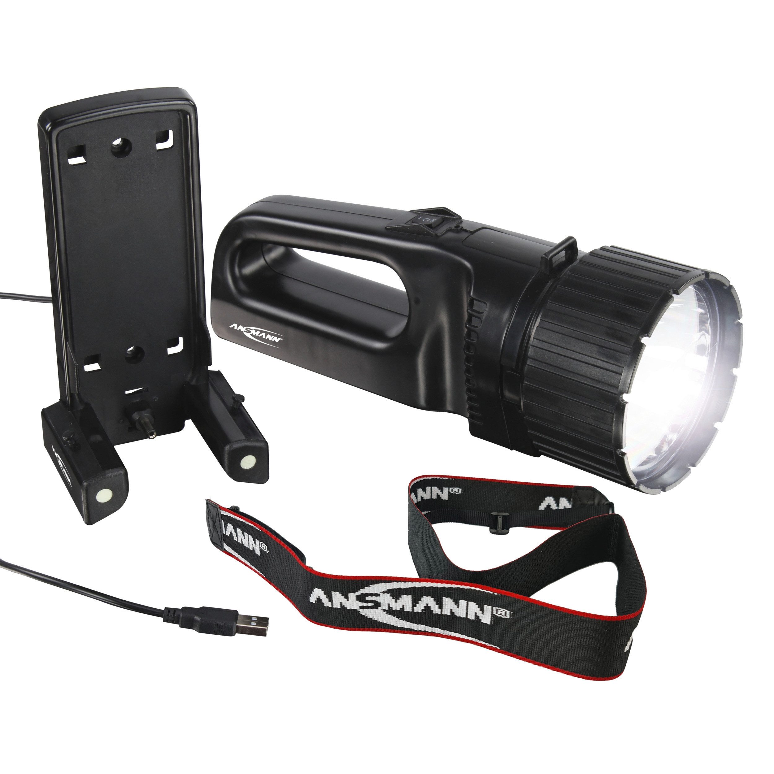 ANSMANN AG LED Scheinwerfer Handscheinwerfer Wiederaufladbar mit 5W LED und Ladestation, LED