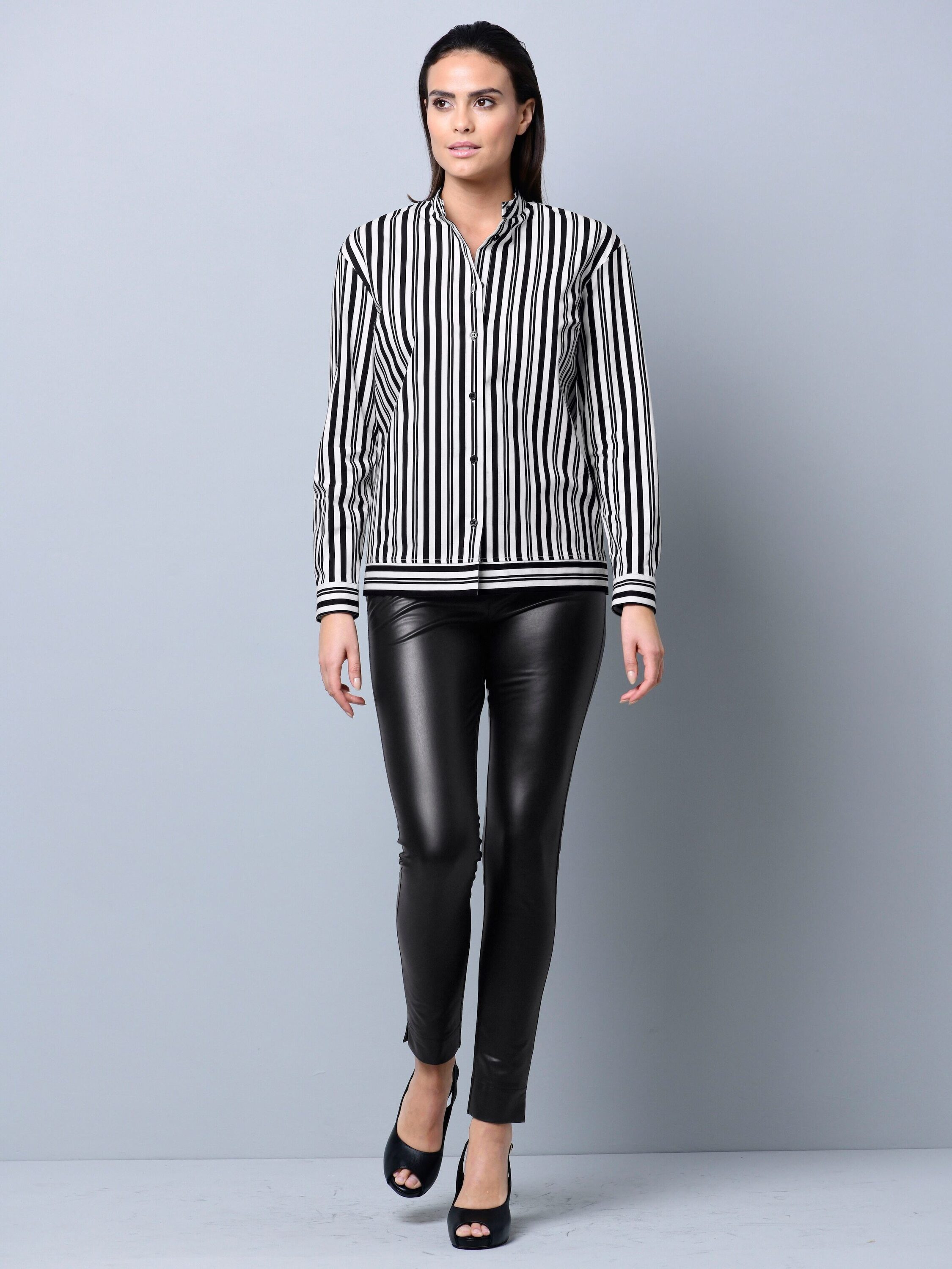 Alba Moda Hemdbluse Streifenbluse mit Knopfleiste
