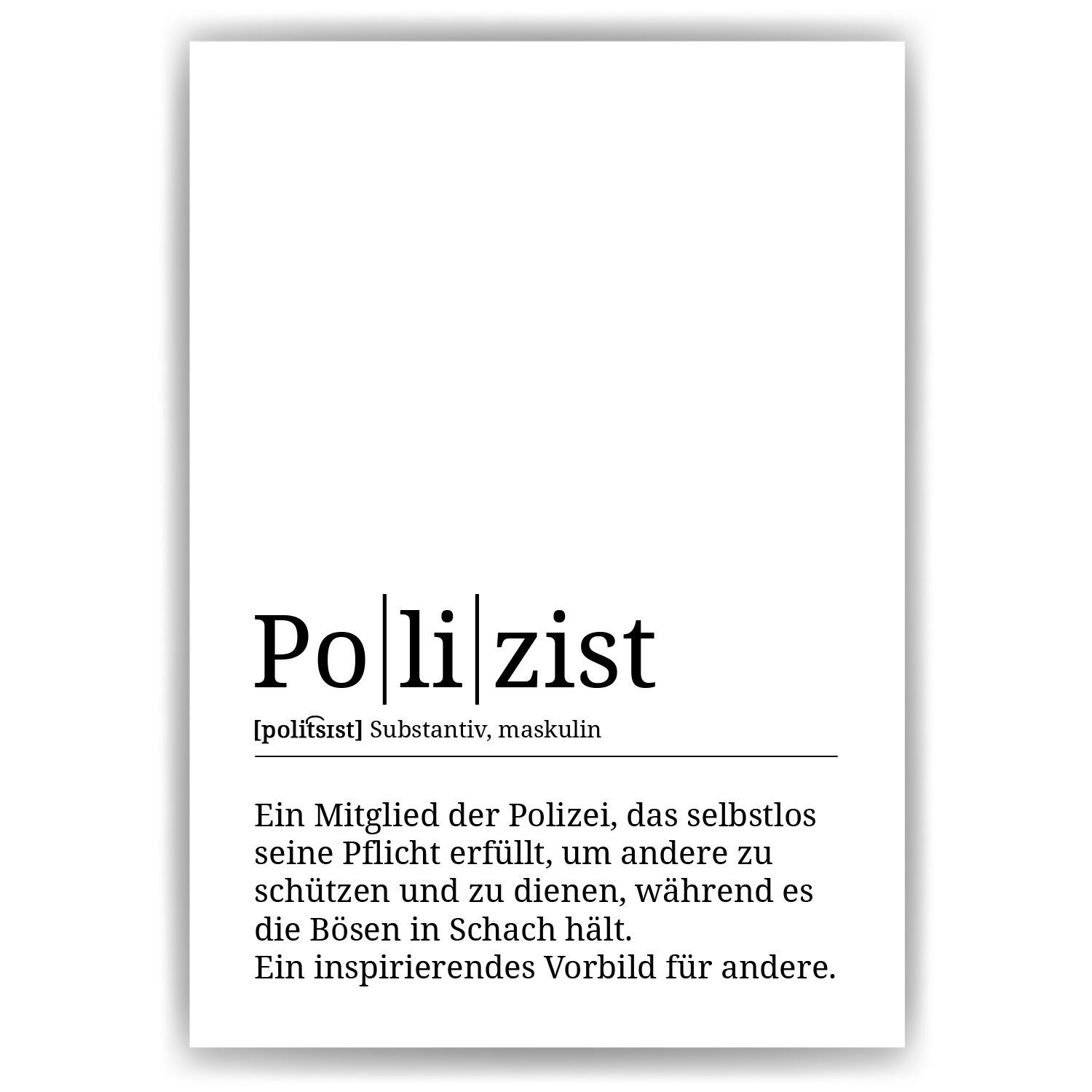 Tigerlino Poster Polizist Definition Wandbild Mitarbeiter Geschenk