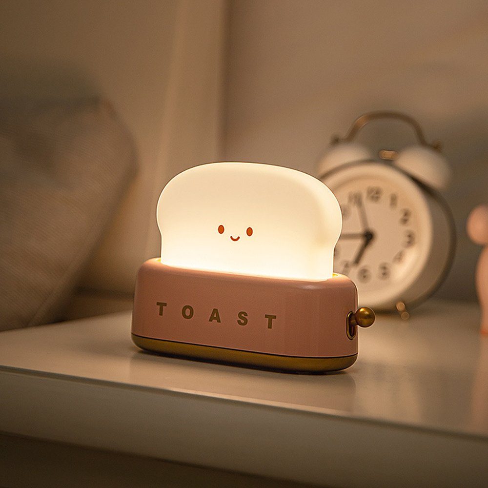 fest mit LED Nachtlicht, Haiaveng Tischlampe LED Schreibtischlampe kreatives Toaster gelb kleine Zeitschaltuhr, integriert