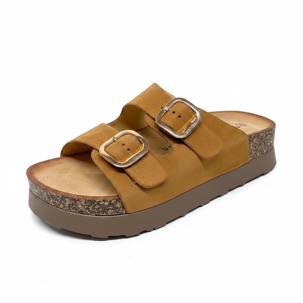 Pogolino TPW4 Plateausandaletten Damen Sandalen Plateau verstellbare Schnallen Riemchen Pantoletten