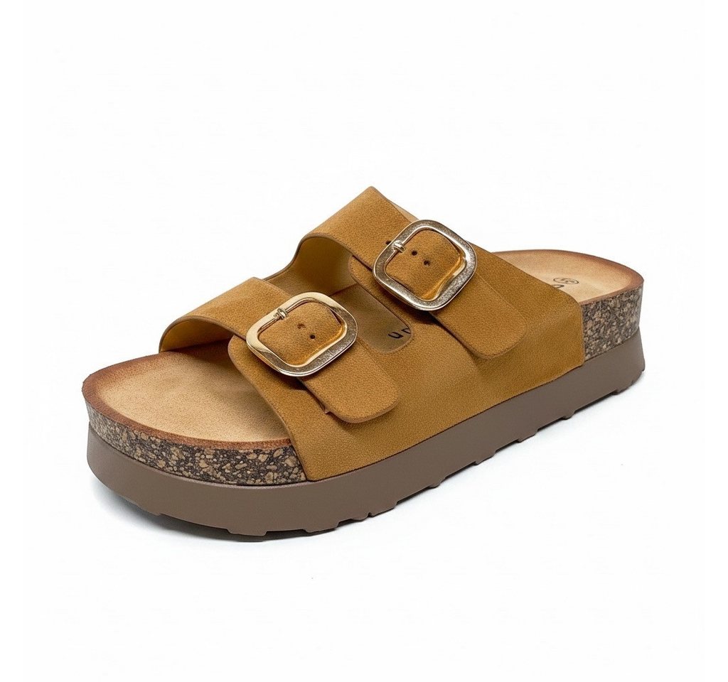 Pogolino TPW4 Plateausandaletten Damen Sandalen Plateau verstellbare Schnallen Riemchen Pantoletten