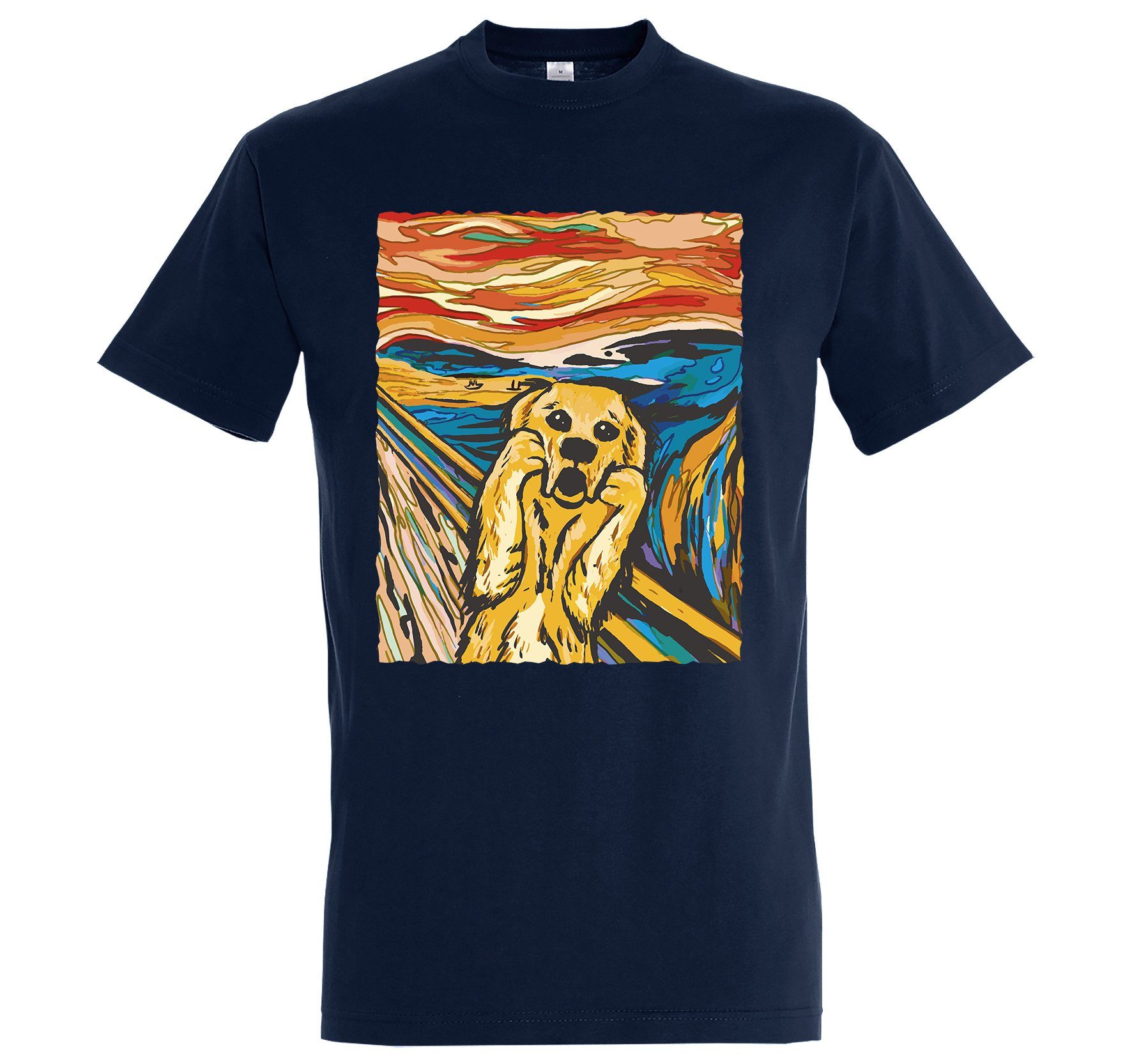Youth Designz T-Shirt Dog Hund Schrei Gemälde Herren Shirt mit trendigem Frontprint Navyblau