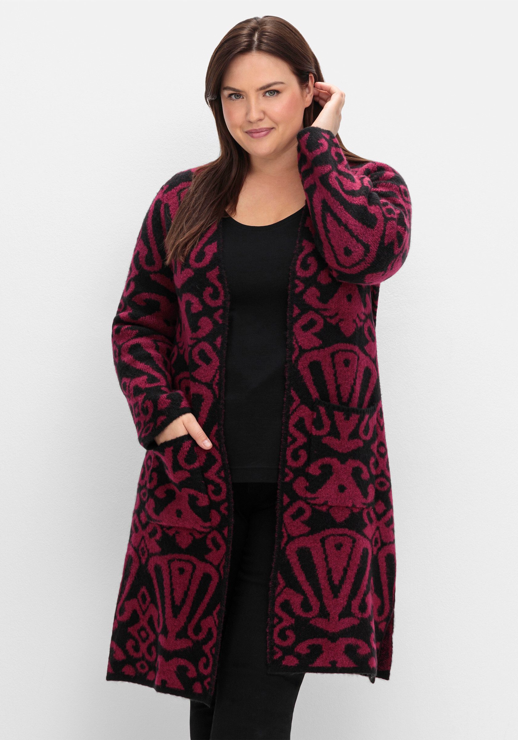 sheego by Joe Browns Strickjacke Longstrickjacke . in offener Form, mit Jac günstig online kaufen