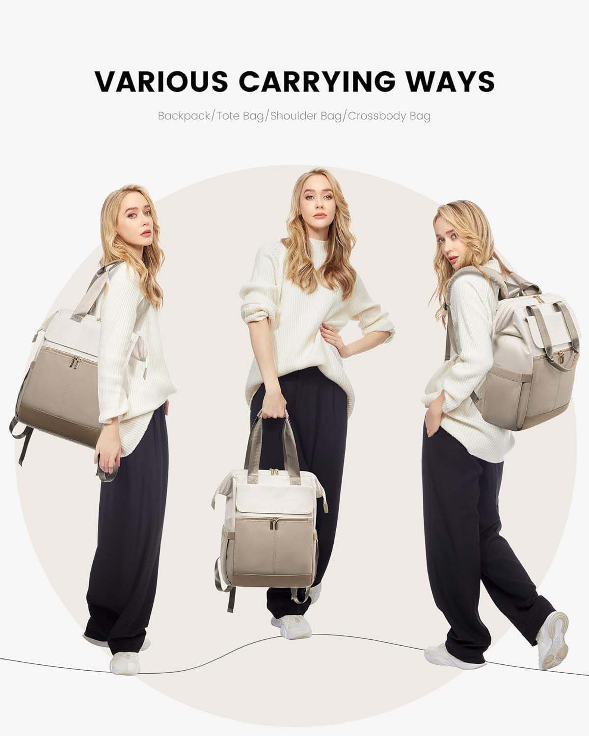ibettertec Rucksack Laptop Schulrucksack Freizeitrucksack Rucksack Damen Elegant Daypack (Packung, mit Laptopfach 15.6Zoll & Anti Diebstahl Tasche für Reise, Un – Bild 2 von 5