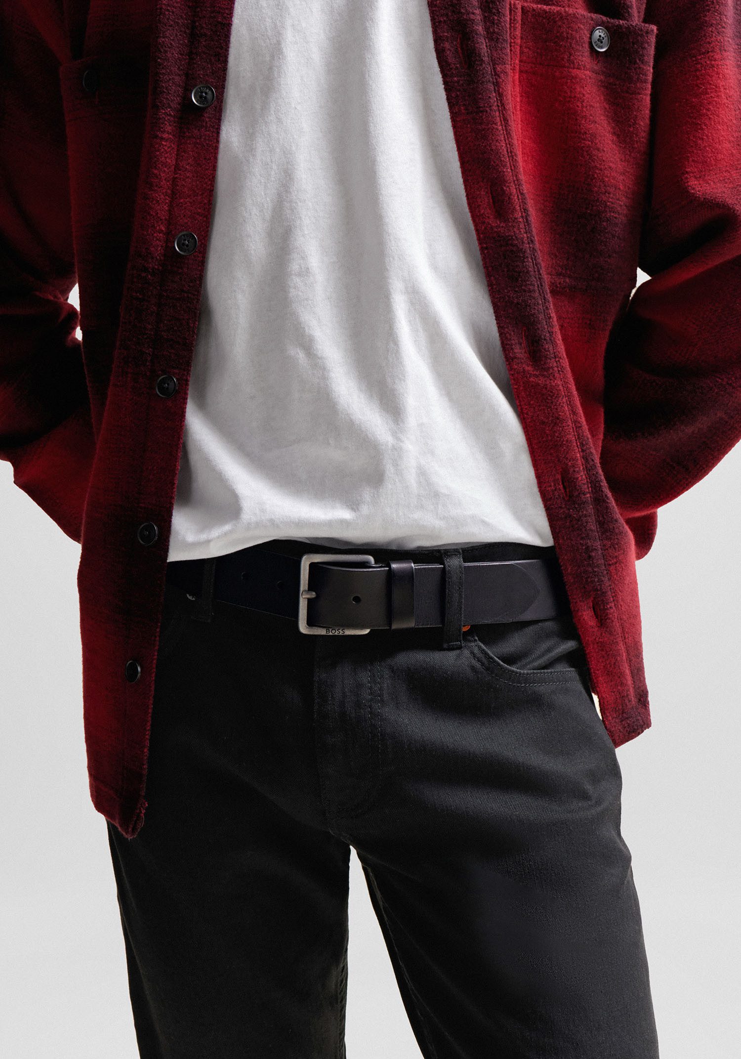 BOSS Ledergürtel Jeeko_Sz40 mit BOSS Logo-Schriftzug günstig online kaufen