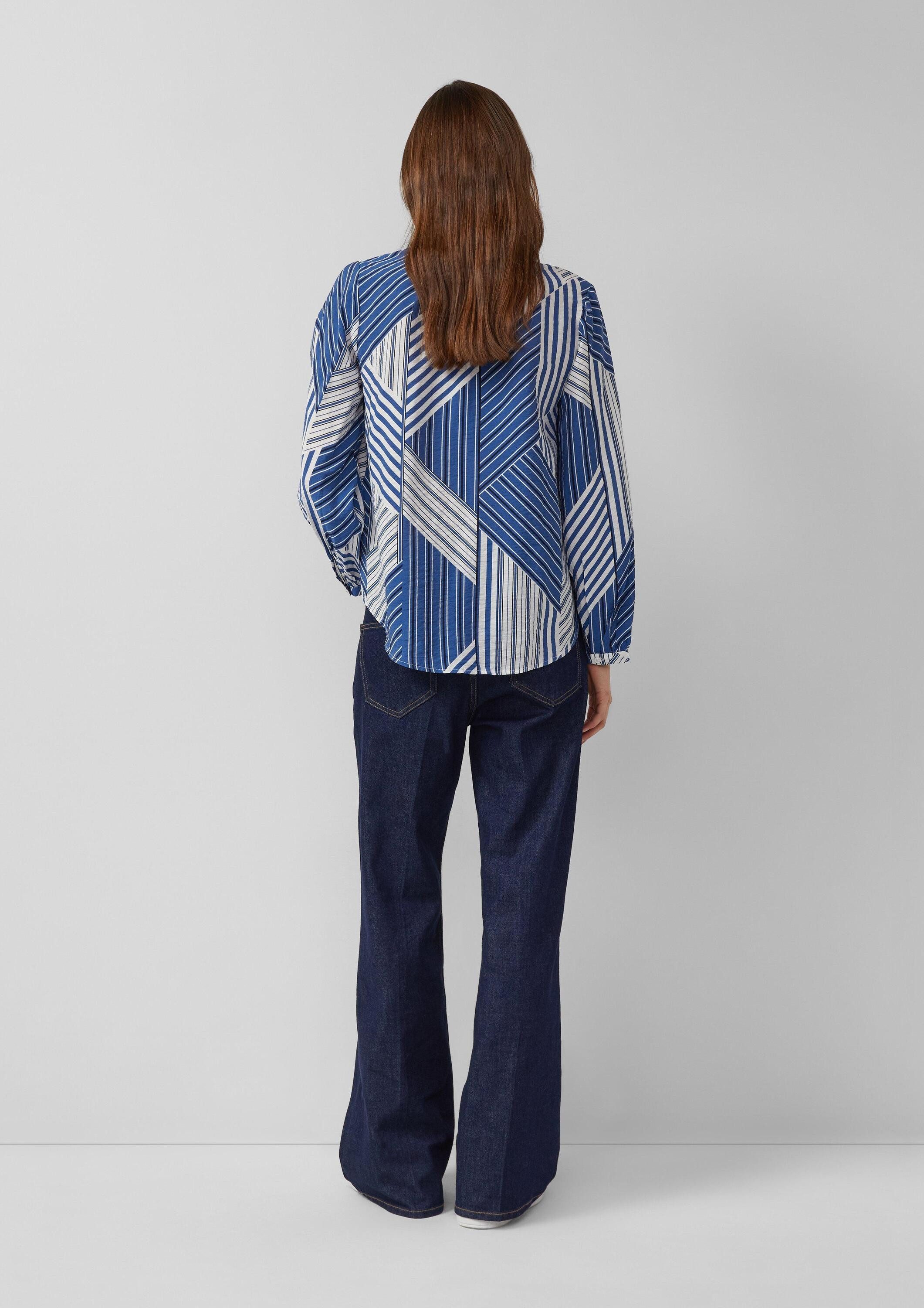 s.Oliver Langarmbluse Bluse Viskosebluse mit Raffung und All-over-Print
