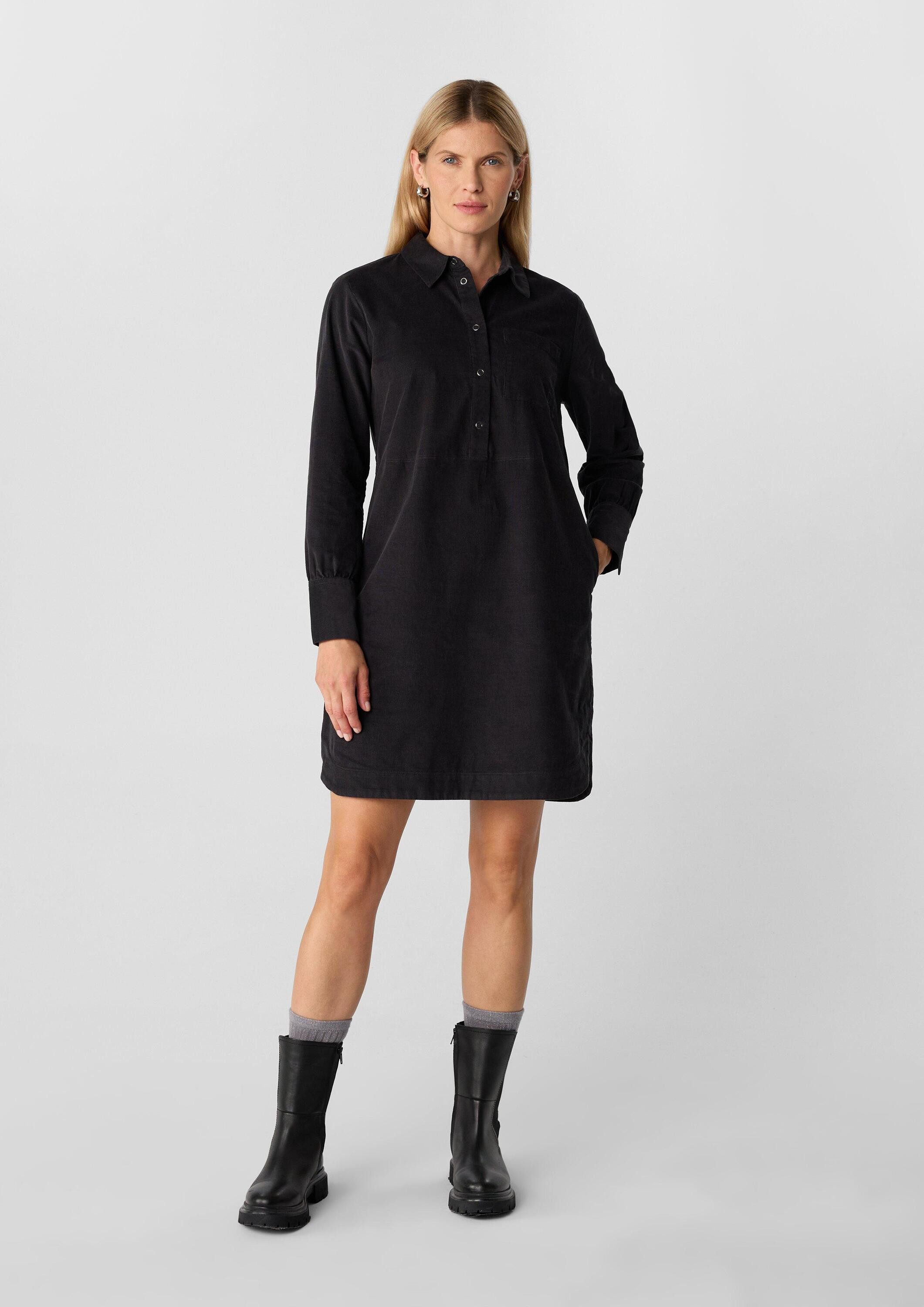 comma Minikleid Kleid Hemdblusenkleid aus Feincord
