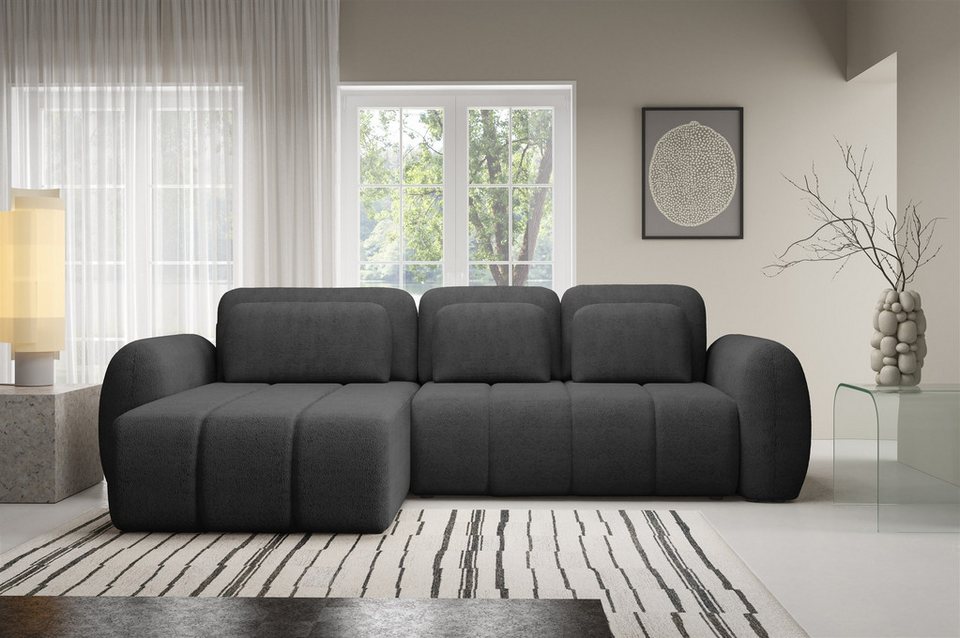 Fun Möbel Ecksofa Schlafsofa CARIA mit Ottomane in Stoff Quelle, inkl. Bettkasten, Rundumbezug, Eckcouch