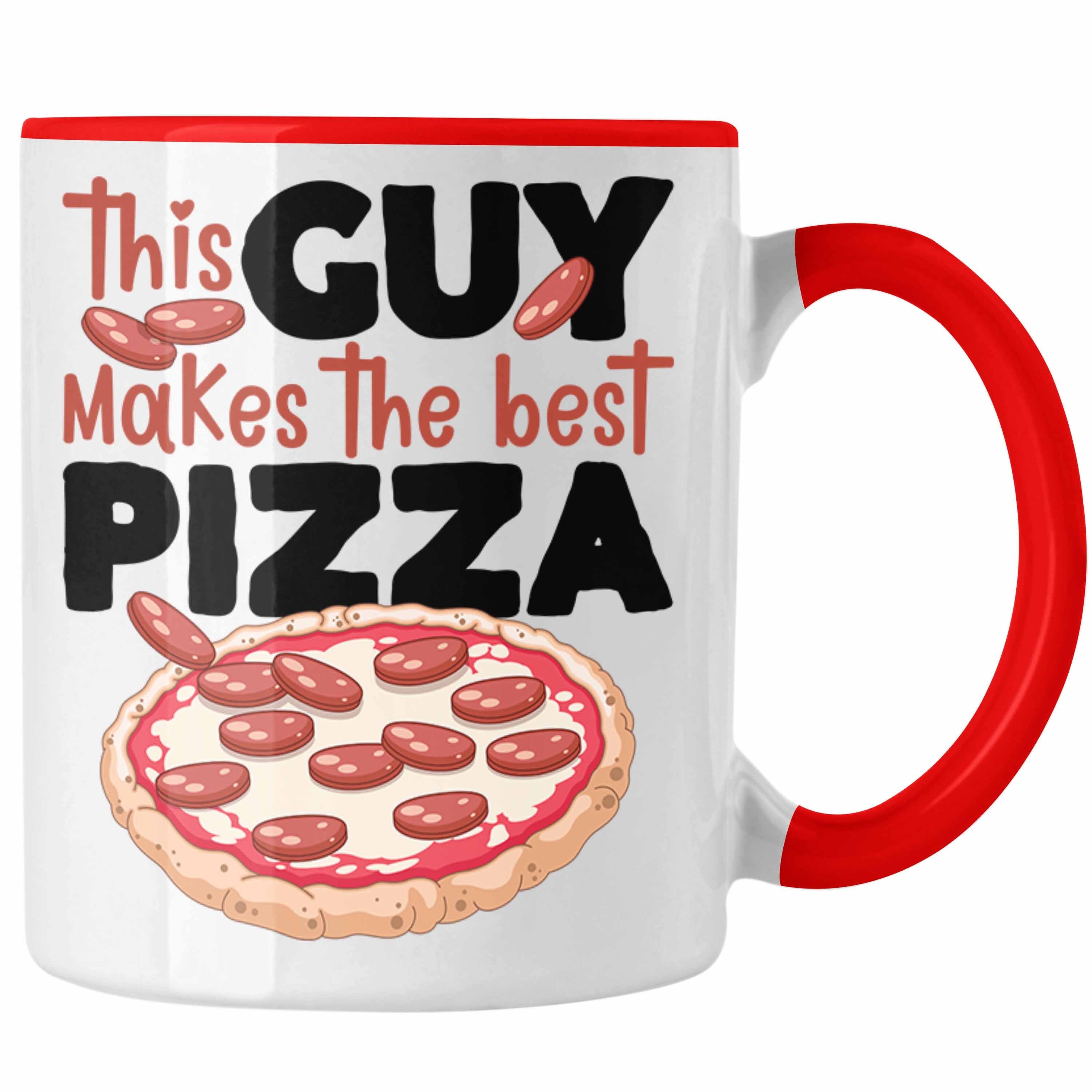 Trendation Tasse Pizzabäcker Tasse Geschenk Beste Pizza Geschenkidee Lustiger Spruch Rot