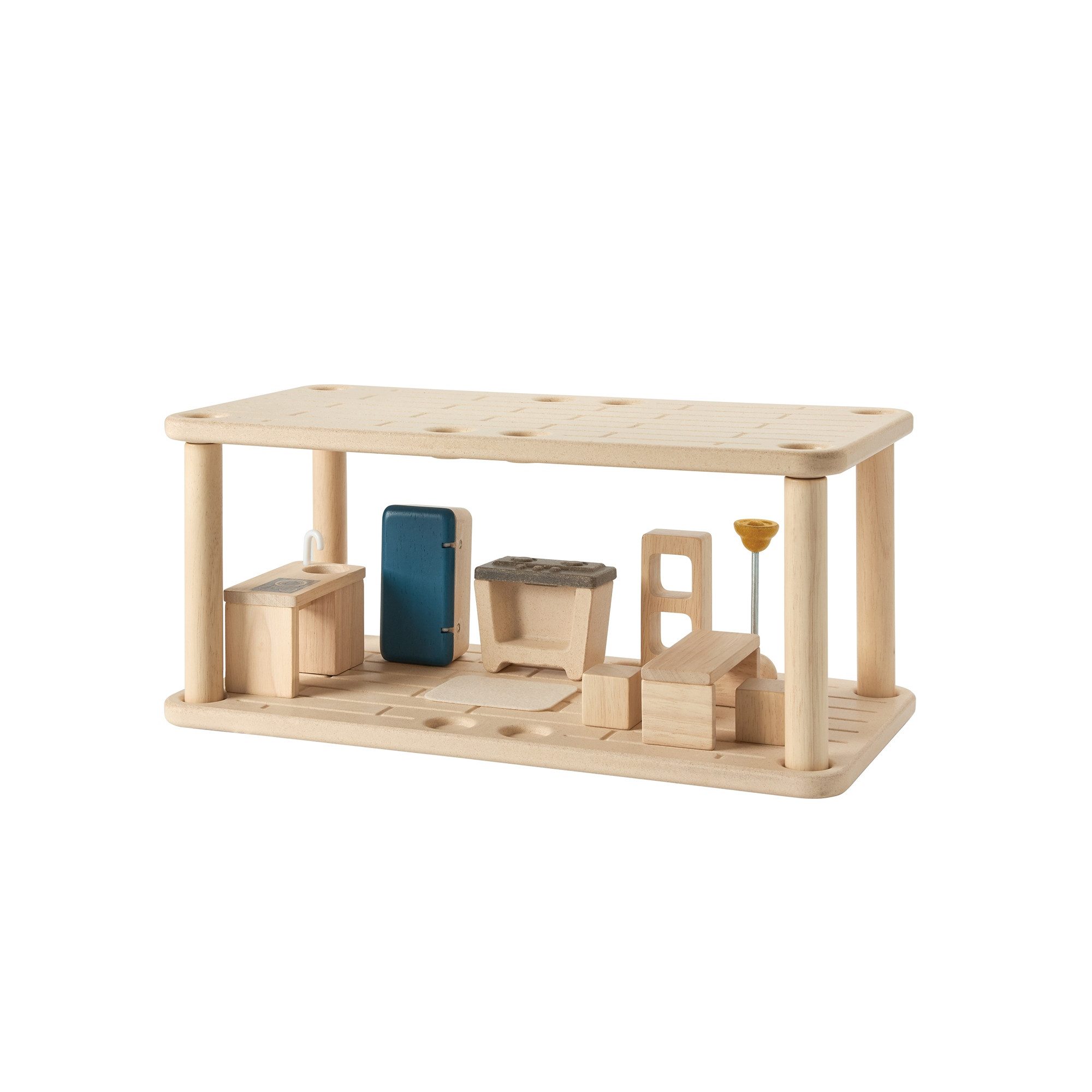 Plantoys Puppenhausmöbel PlanToys Puppenhausmöbel - Küche und Esszimmer - 36x18cm - ab 36 M., aus Holz